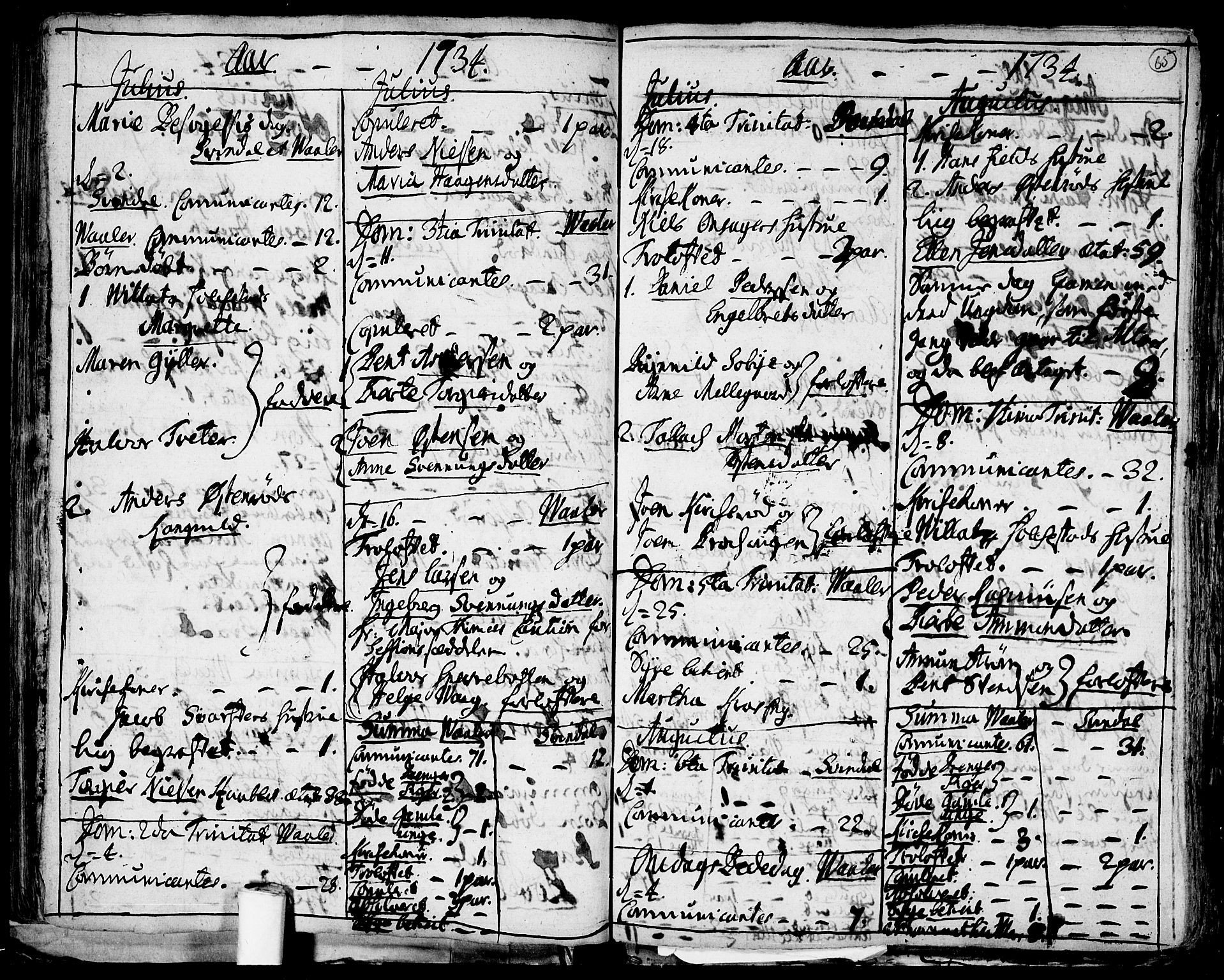 Våler prestekontor Kirkebøker, AV/SAO-A-11083/F/Fa/L0003: Parish register (official) no. I 3, 1730-1770, p. 65