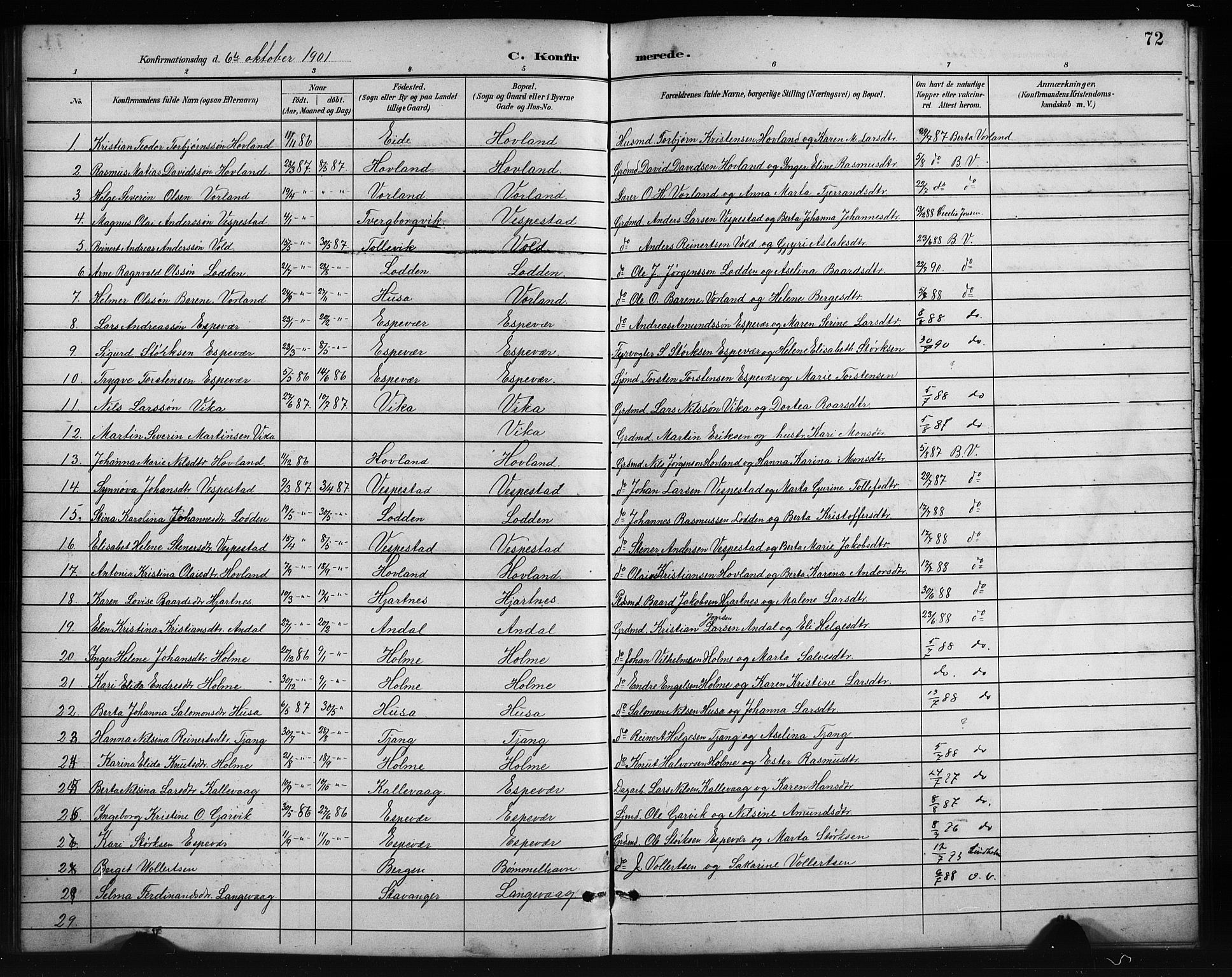 Finnås sokneprestembete, AV/SAB-A-99925/H/Ha/Hab/Habc/L0002: Parish register (copy) no. C 2, 1887-1906, p. 72