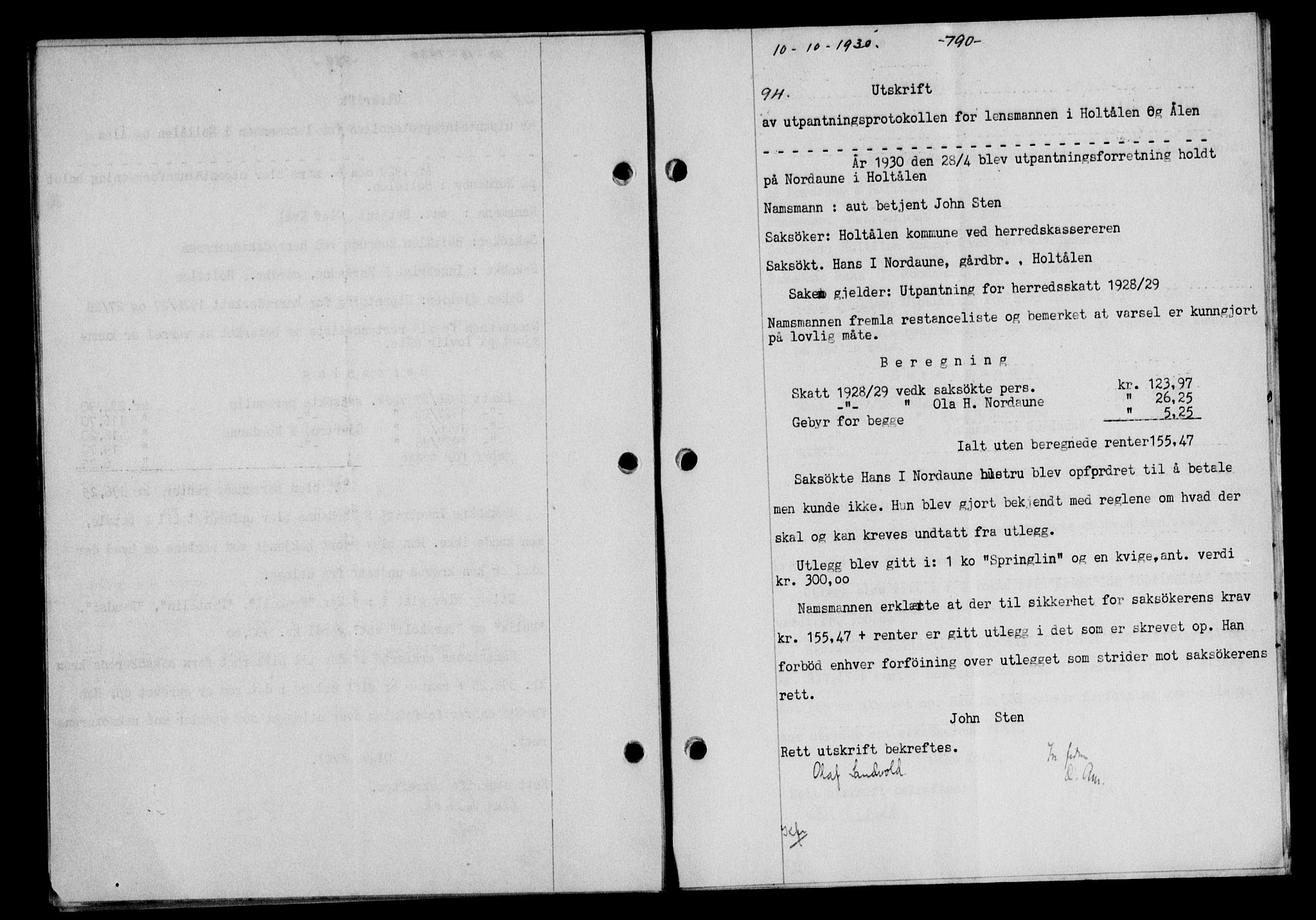 Gauldal sorenskriveri, SAT/A-0014/1/2/2C/L0039: Mortgage book no. 40, 1930-1930, Deed date: 10.10.1930