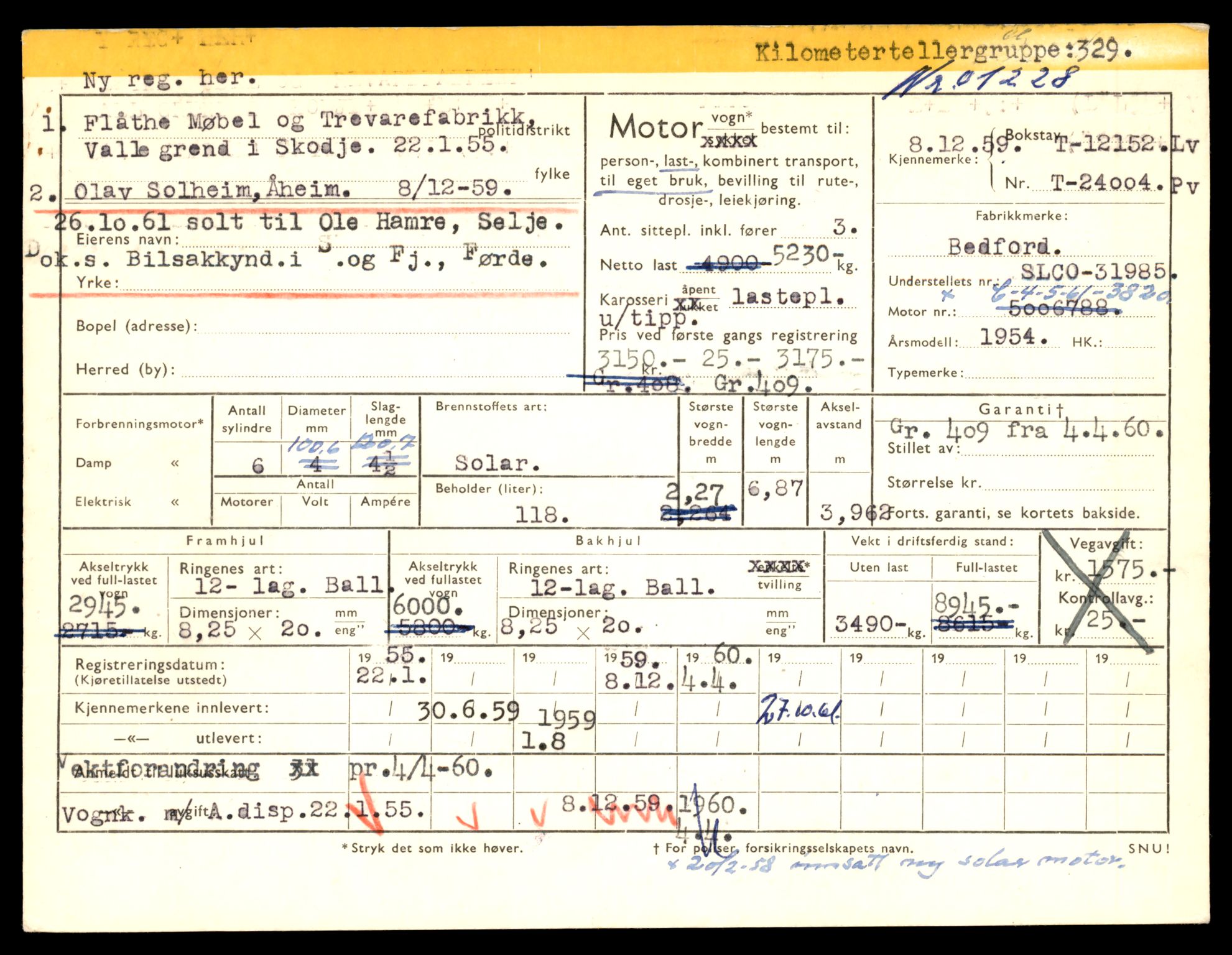 Møre og Romsdal vegkontor - Ålesund trafikkstasjon, AV/SAT-A-4099/F/Fe/L0033: Registreringskort for kjøretøy T 12151 - T 12474, 1927-1998, p. 105