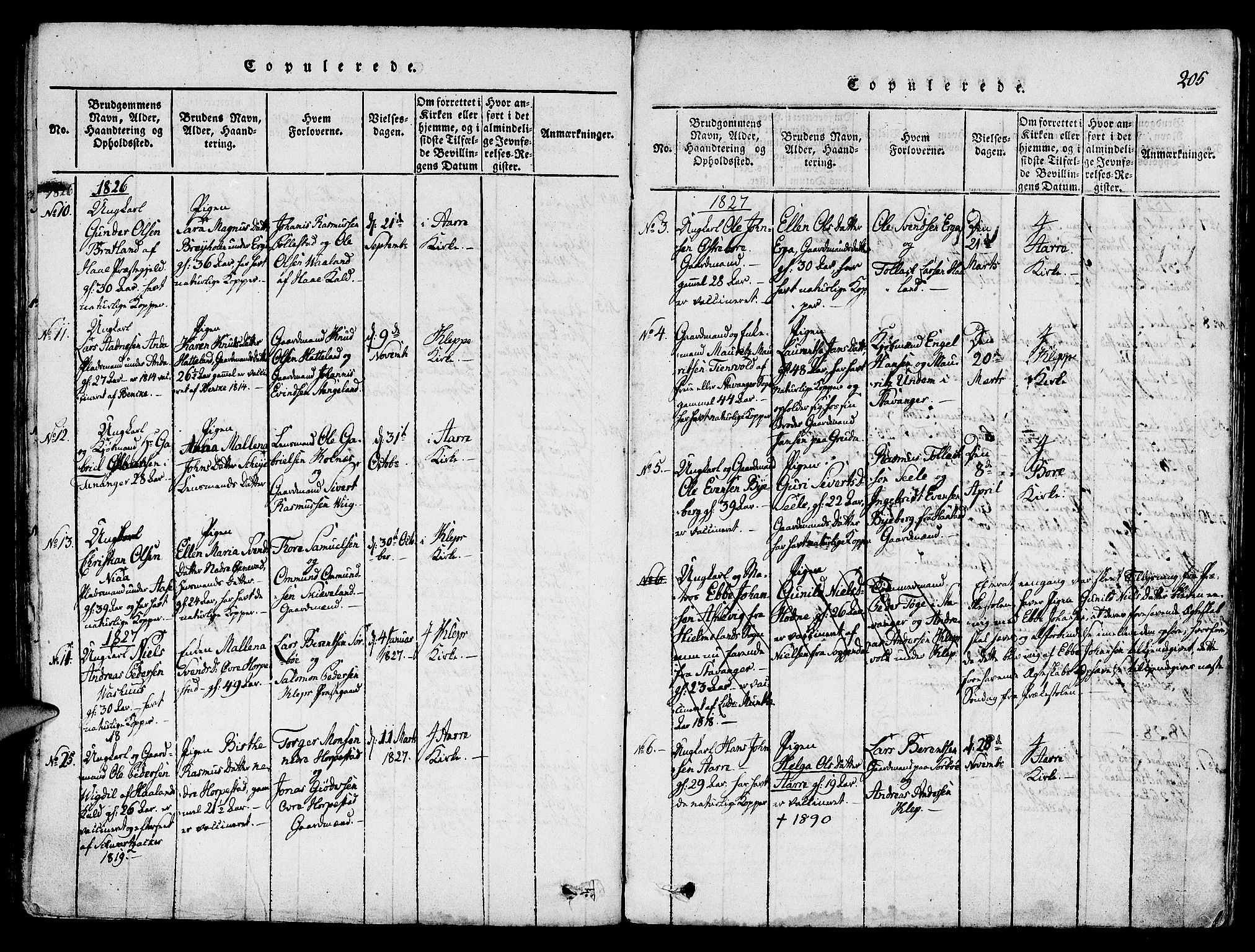 Klepp sokneprestkontor, SAST/A-101803/001/3/30BA/L0002: Parish register (official) no. A 2, 1816-1833, p. 205