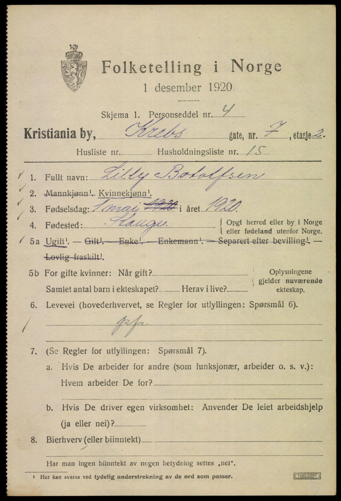 SAO, 1920 census for Kristiania, 1920, p. 351169