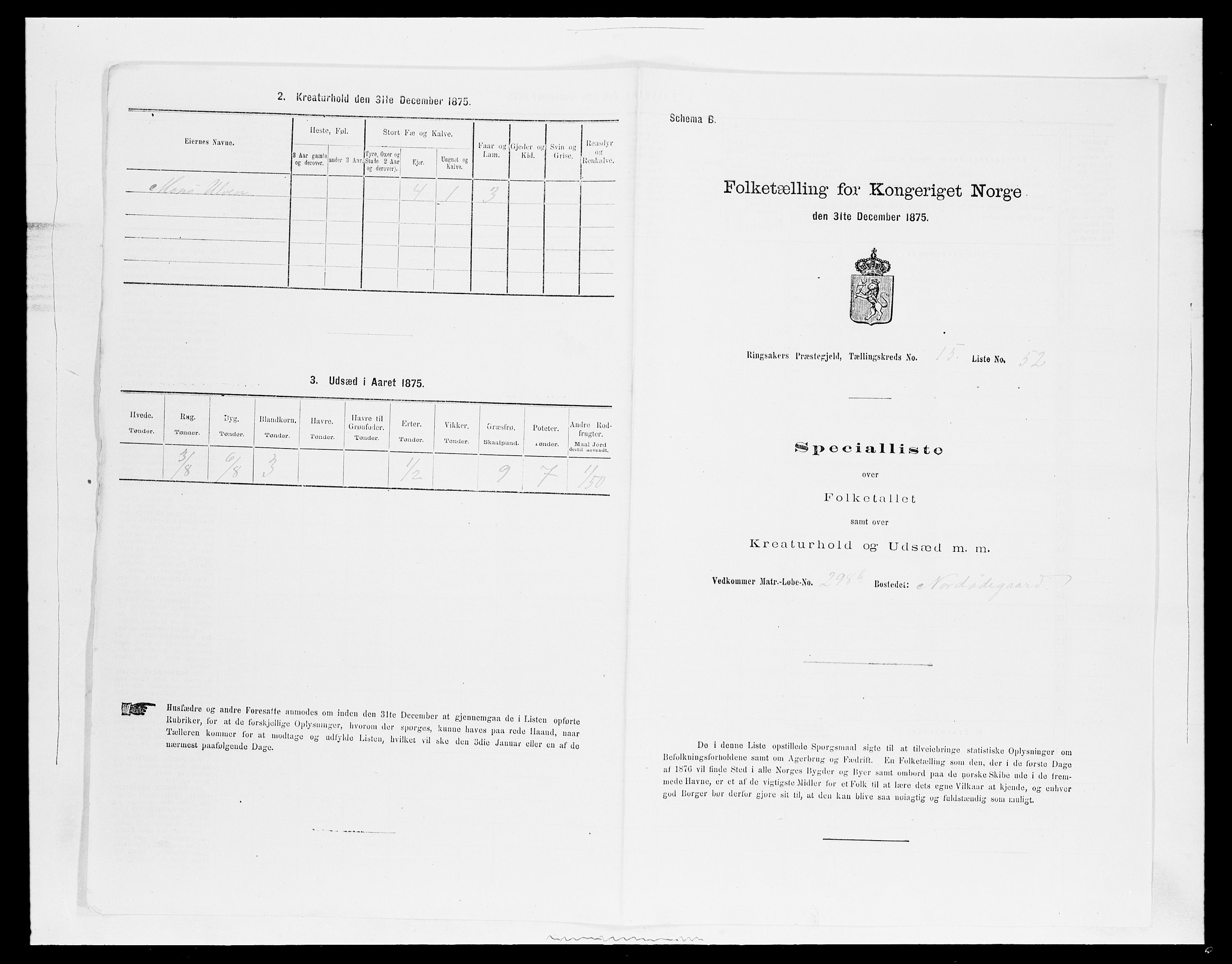 SAH, 1875 census for 0412P Ringsaker, 1875, p. 3135