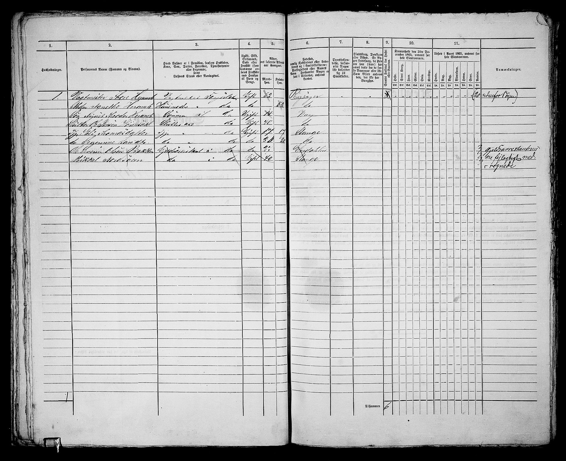 RA, 1865 census for Vang/Hamar, 1865, p. 52