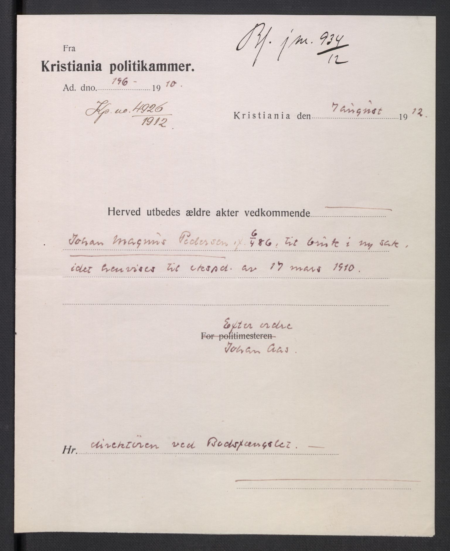 Botsfengslet, AV/RA-S-1539/D/Dn/L0331: 49n-56n, 57n-83n, 1910, p. 808