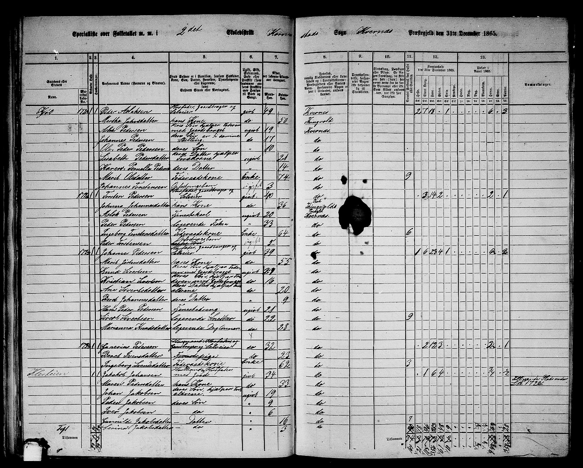 RA, 1865 census for Kvernes, 1865, p. 37