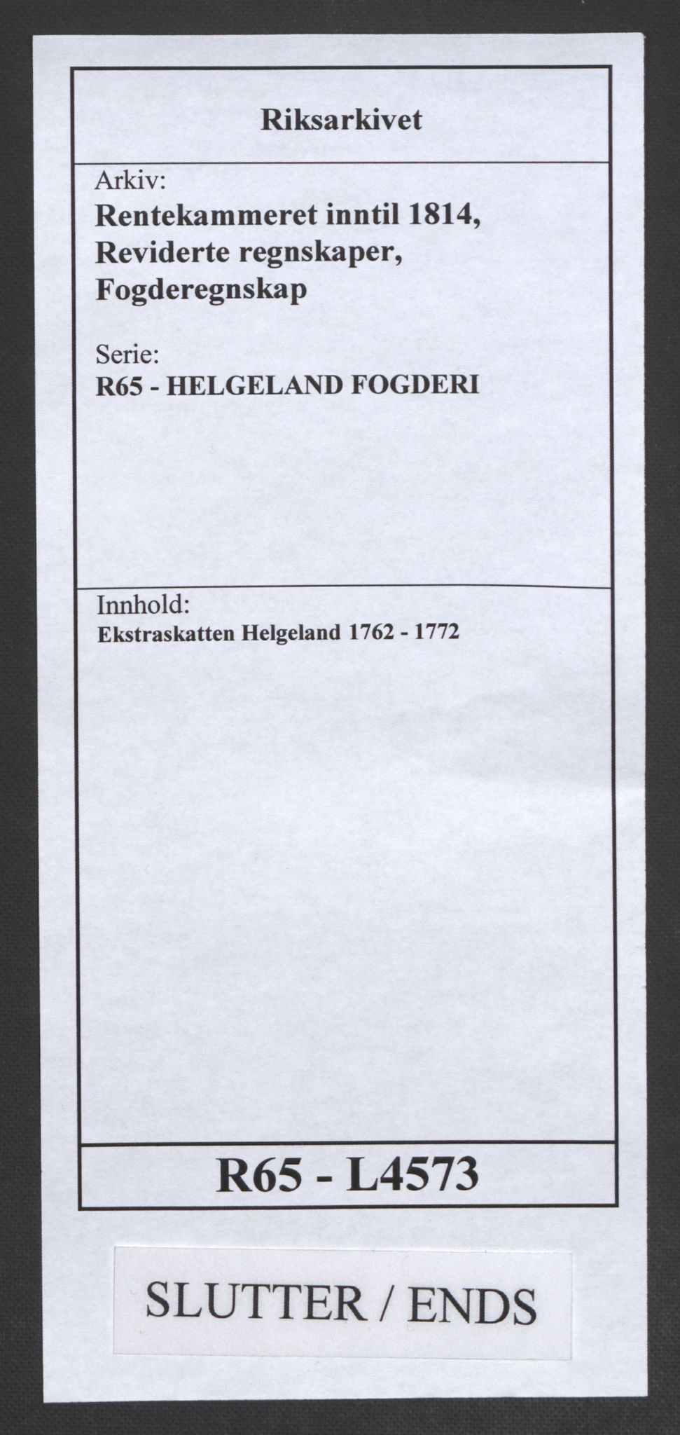 Rentekammeret inntil 1814, Reviderte regnskaper, Fogderegnskap, AV/RA-EA-4092/R65/L4573: Ekstraskatten Helgeland, 1762-1772, p. 657