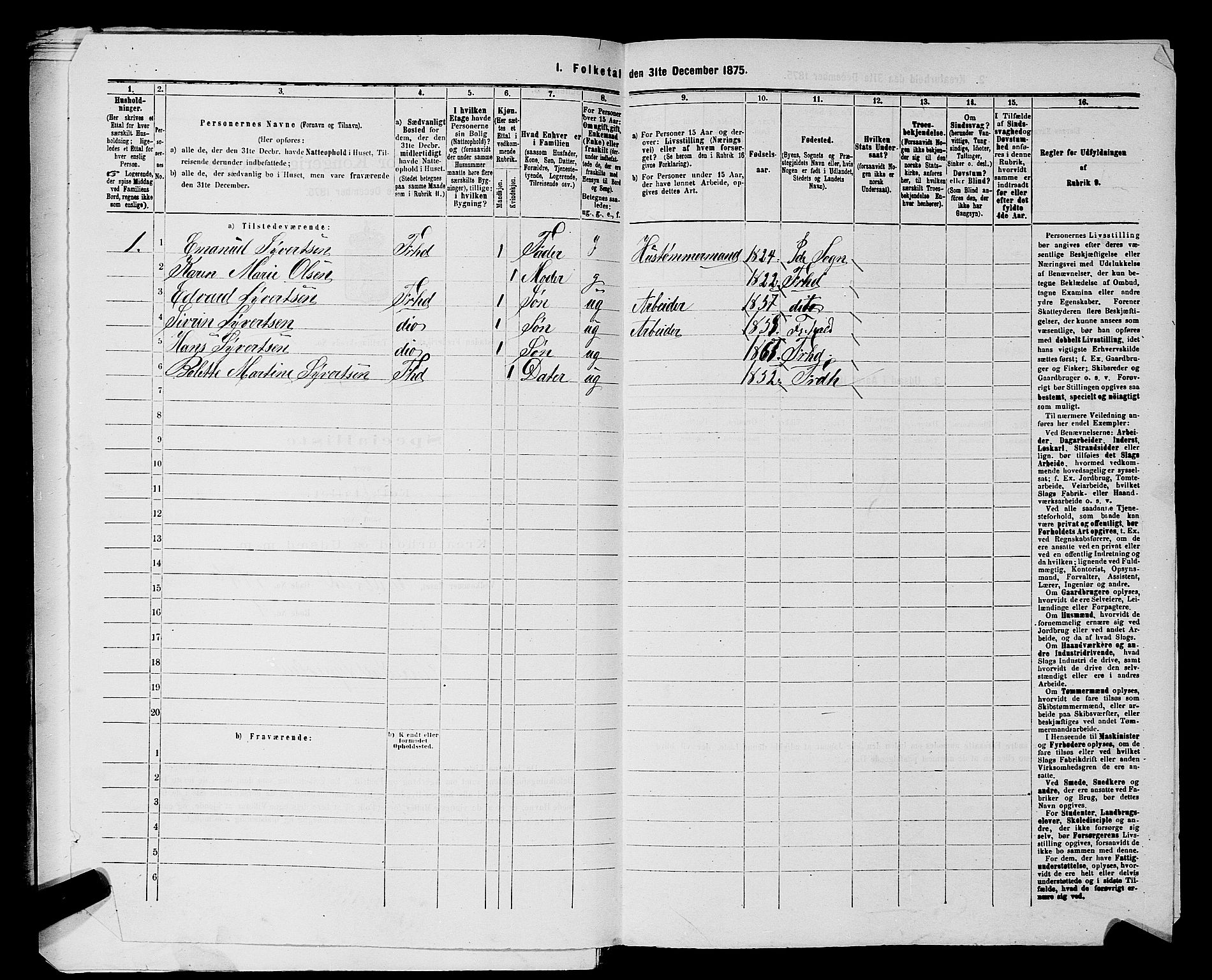RA, 1875 census for 0101P Fredrikshald, 1875, p. 906
