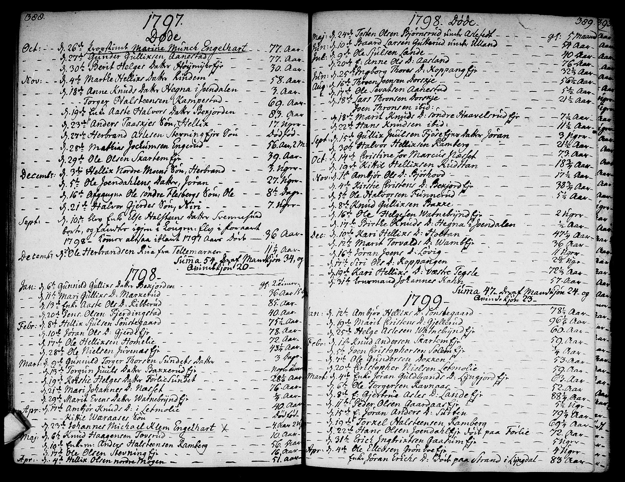 Flesberg kirkebøker, SAKO/A-18/F/Fa/L0004: Parish register (official) no. I 4, 1788-1815, p. 388-389