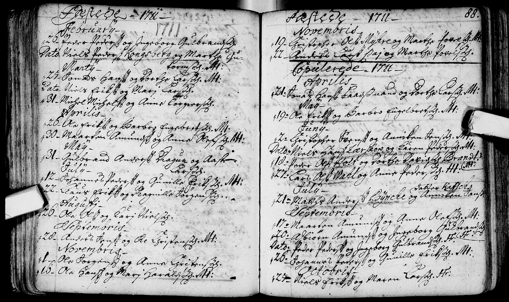 Bragernes kirkebøker, SAKO/A-6/F/Fa/L0003: Parish register (official) no. I 3, 1706-1734, p. 88