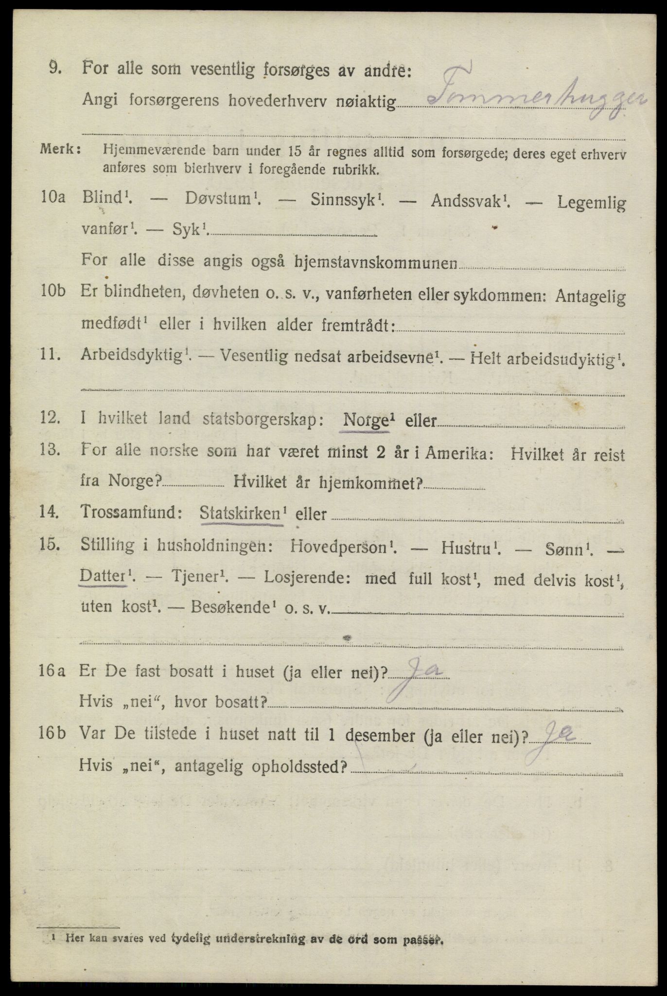 SAKO, 1920 census for Sannidal, 1920, p. 4920