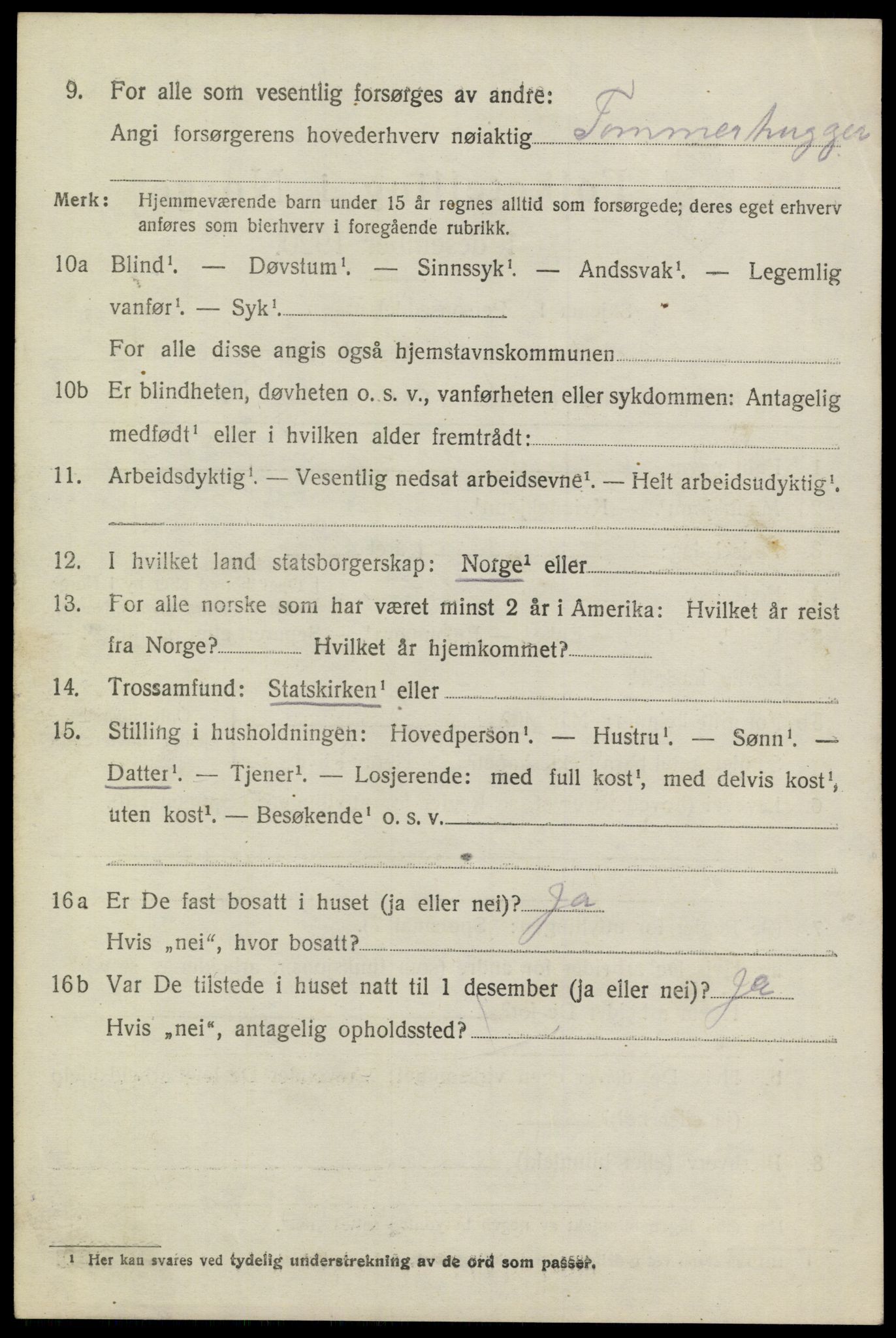 SAKO, 1920 census for Sannidal, 1920, p. 4920