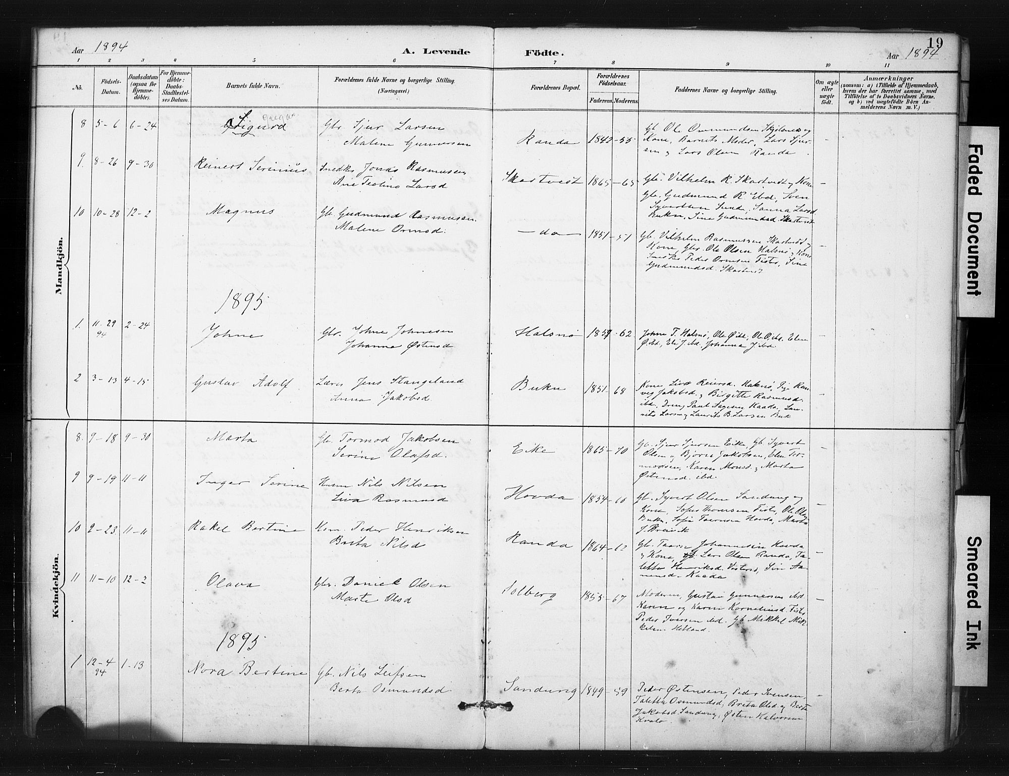 Hjelmeland sokneprestkontor, AV/SAST-A-101843/01/IV/L0015: Parish register (official) no. A 15, 1887-1910, p. 19