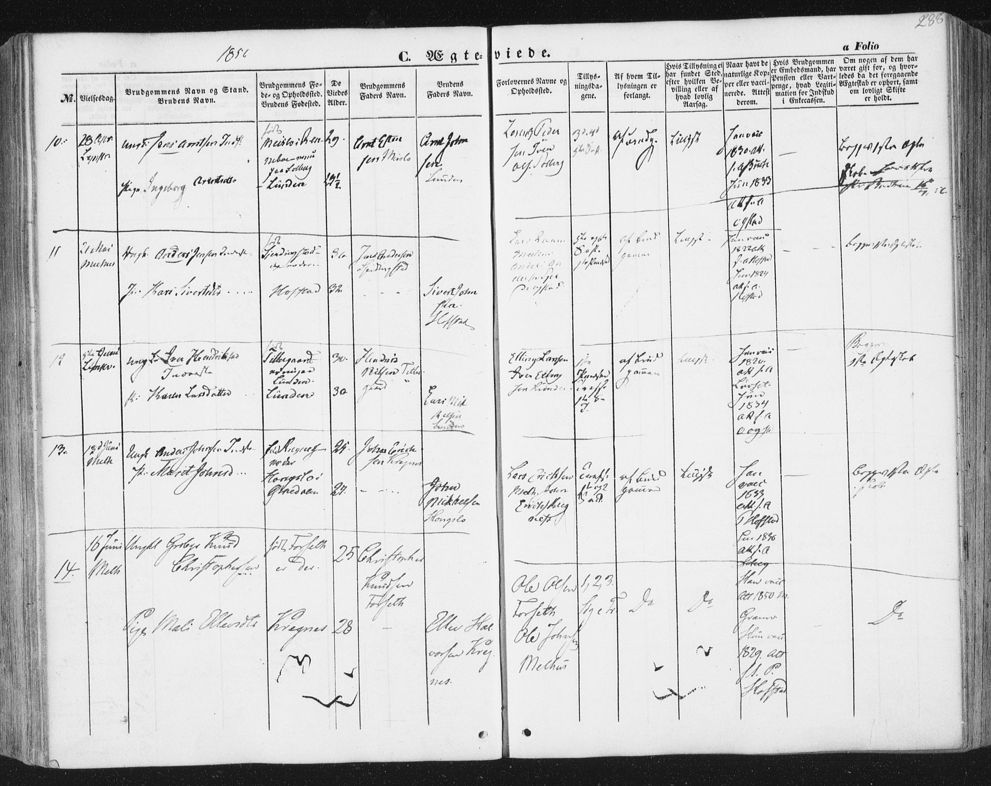 Ministerialprotokoller, klokkerbøker og fødselsregistre - Sør-Trøndelag, AV/SAT-A-1456/691/L1076: Parish register (official) no. 691A08, 1852-1861, p. 288