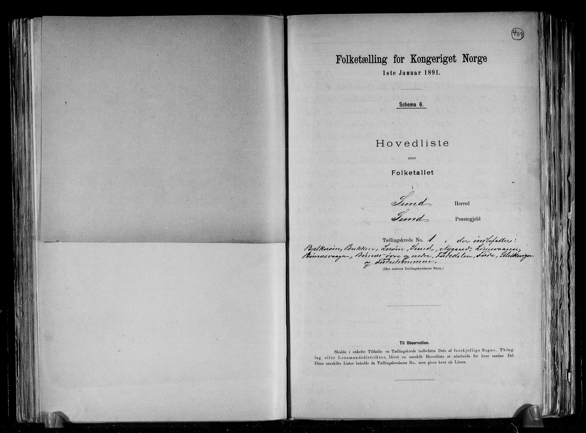 RA, 1891 census for 1245 Sund, 1891, p. 5