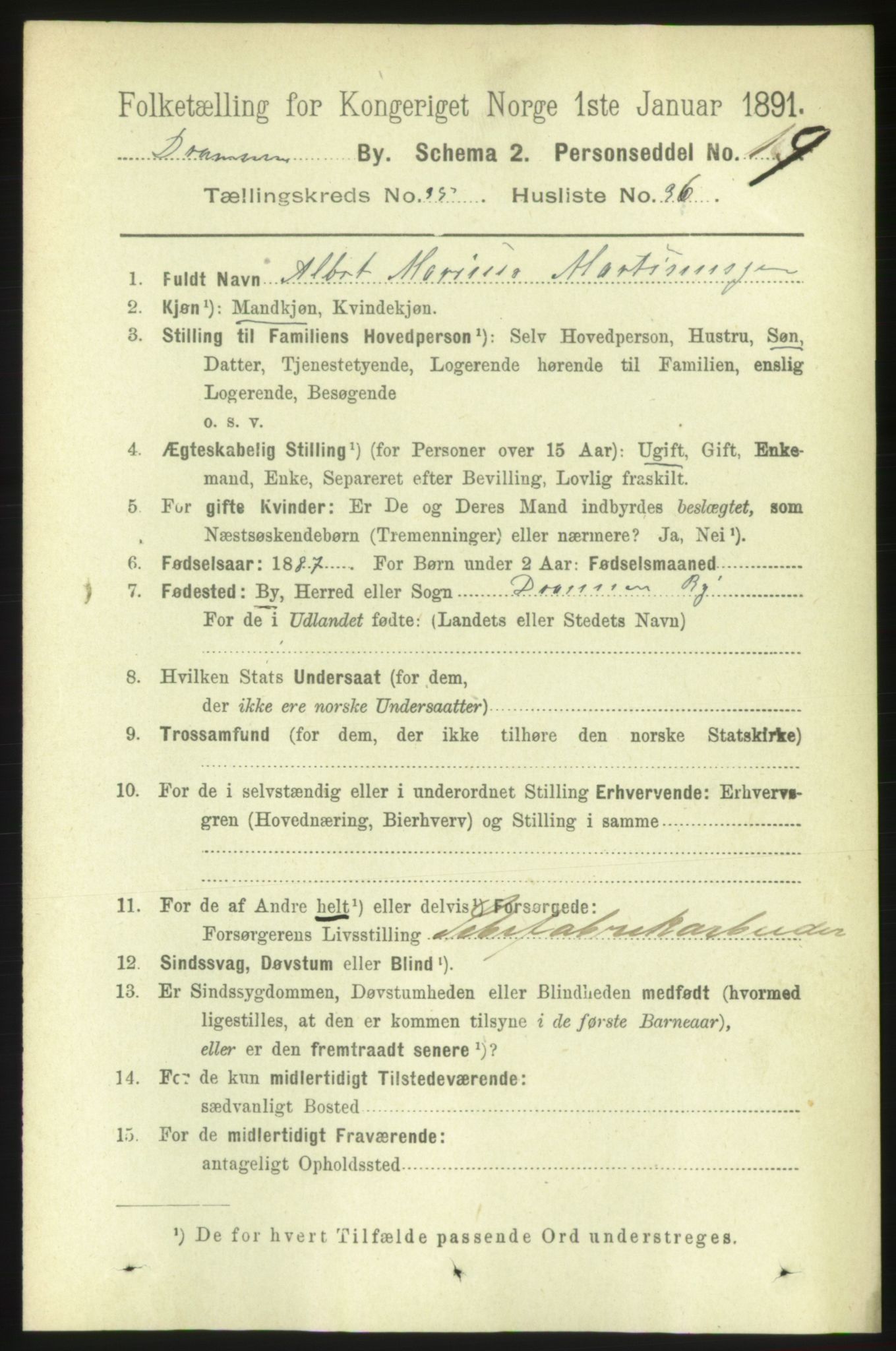 RA, 1891 census for 0602 Drammen, 1891, p. 21556