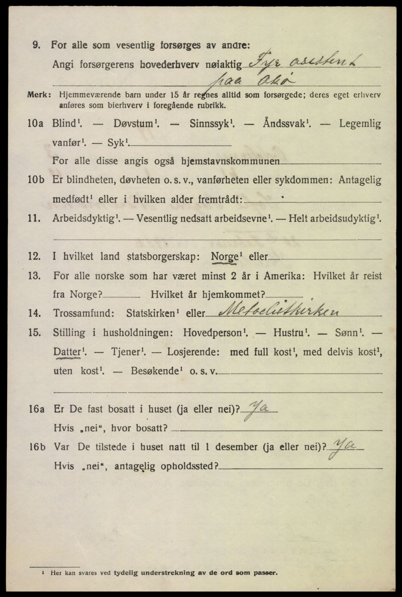 SAK, 1920 census for Oddernes, 1920, p. 4054