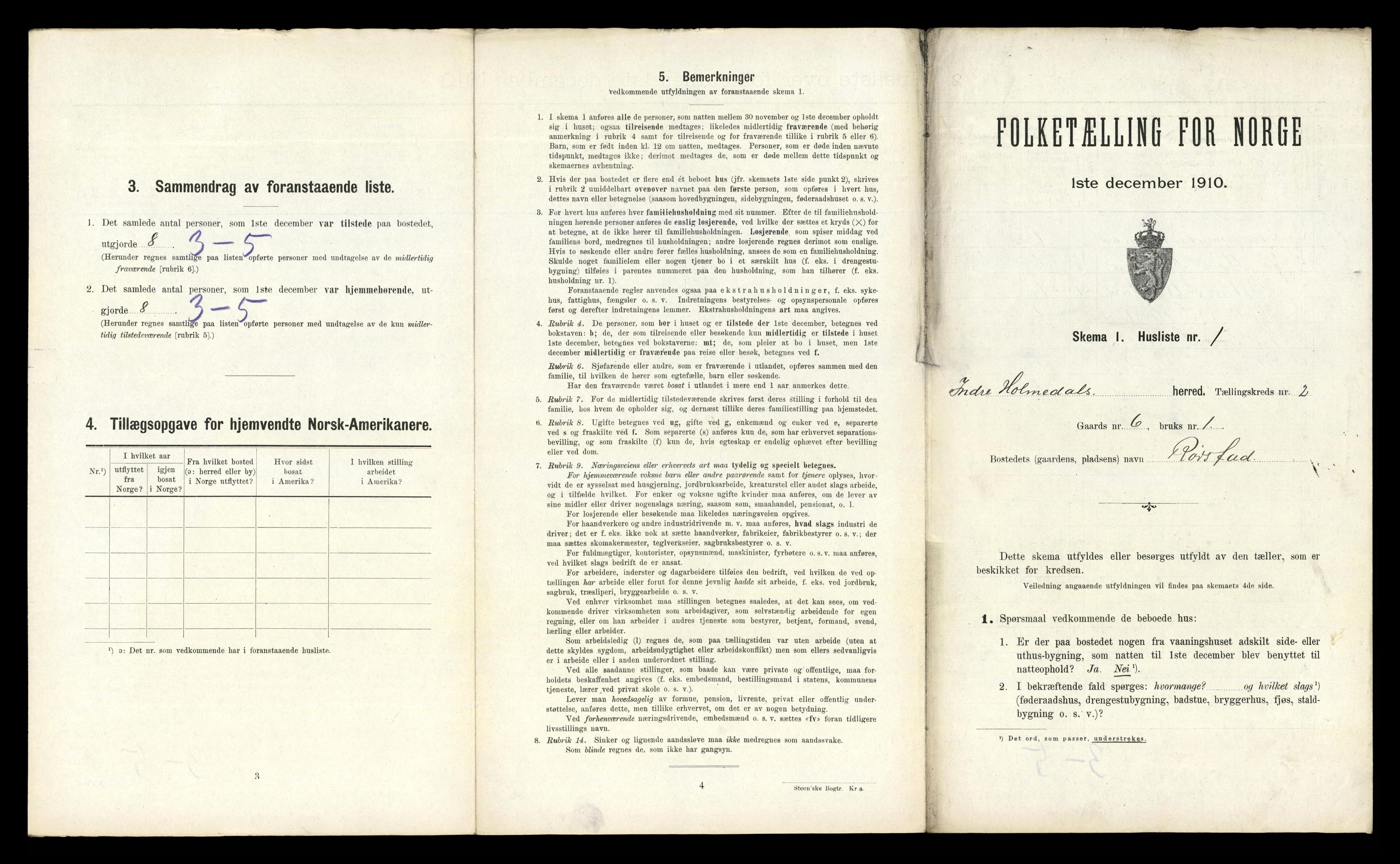 RA, 1910 census for Indre Holmedal, 1910, p. 118