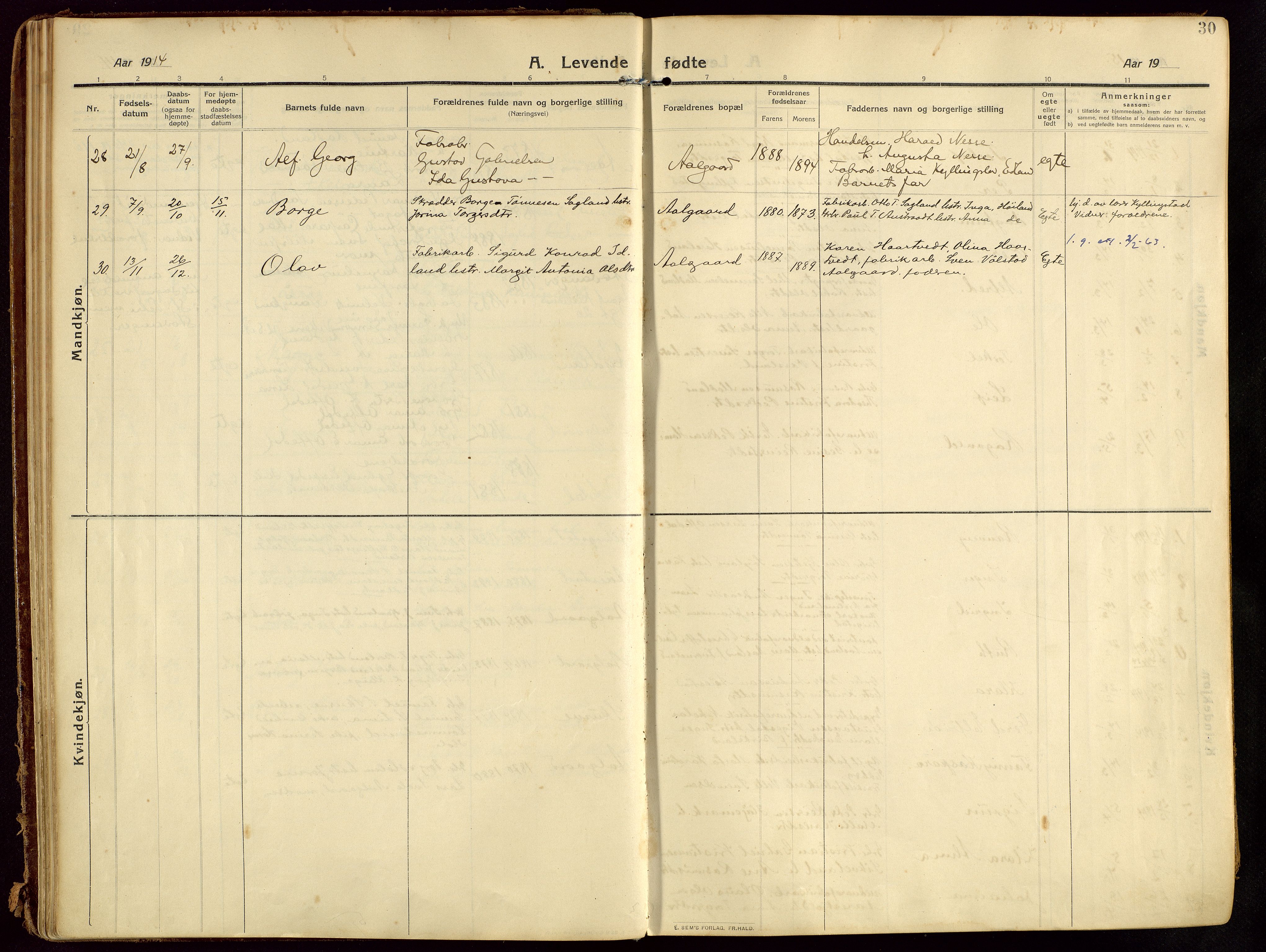 Lye sokneprestkontor, AV/SAST-A-101794/002/B/L0001: Parish register (official) no. A 13, 1910-1925, p. 30