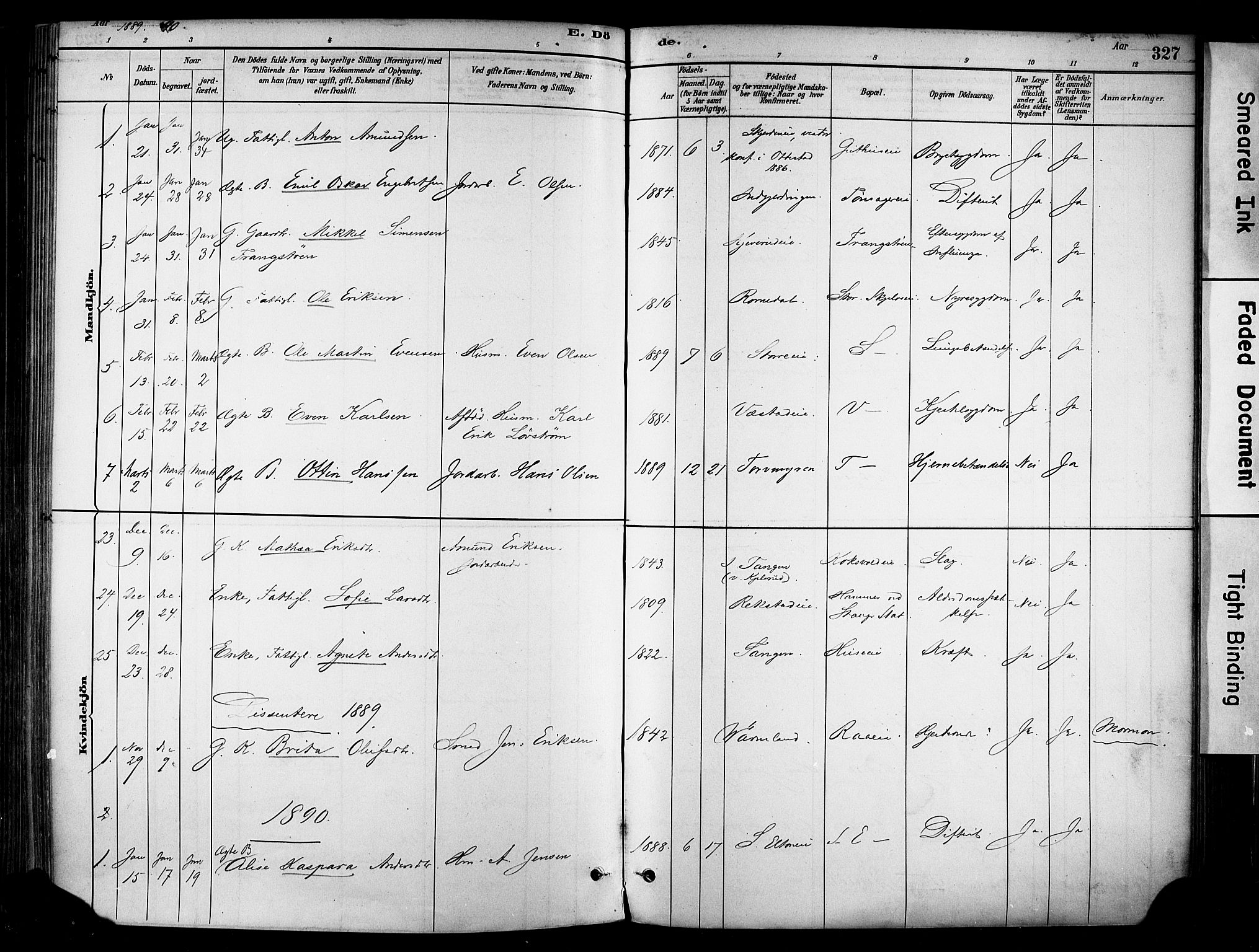 Stange prestekontor, AV/SAH-PREST-002/K/L0017: Parish register (official) no. 17, 1880-1893, p. 327