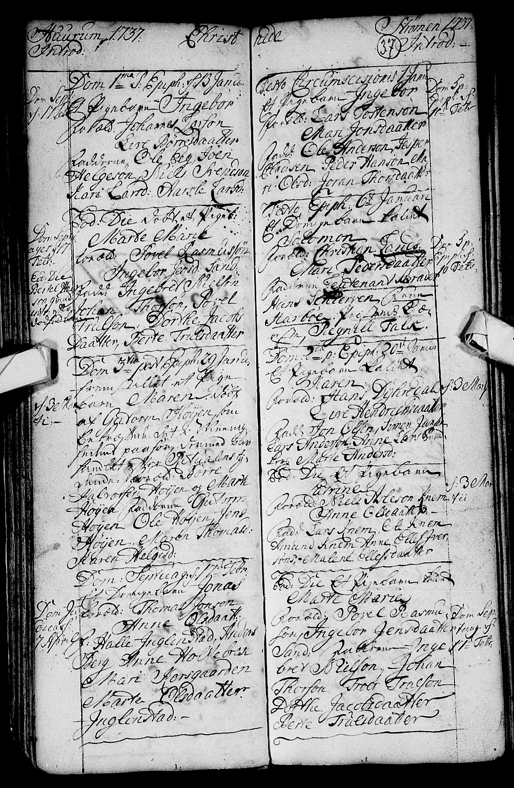 Hurum kirkebøker, SAKO/A-229/F/Fa/L0002: Parish register (official) no. 2, 1733-1757, p. 37