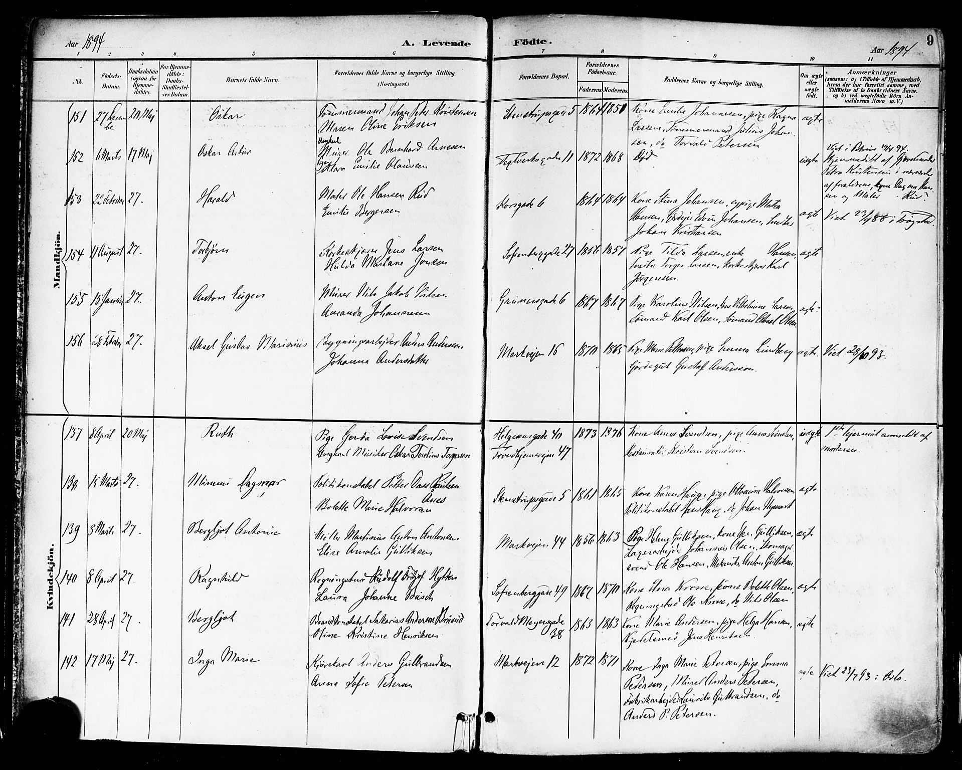 Paulus prestekontor Kirkebøker, SAO/A-10871/F/Fa/L0014: Parish register (official) no. 14, 1894-1902, p. 9