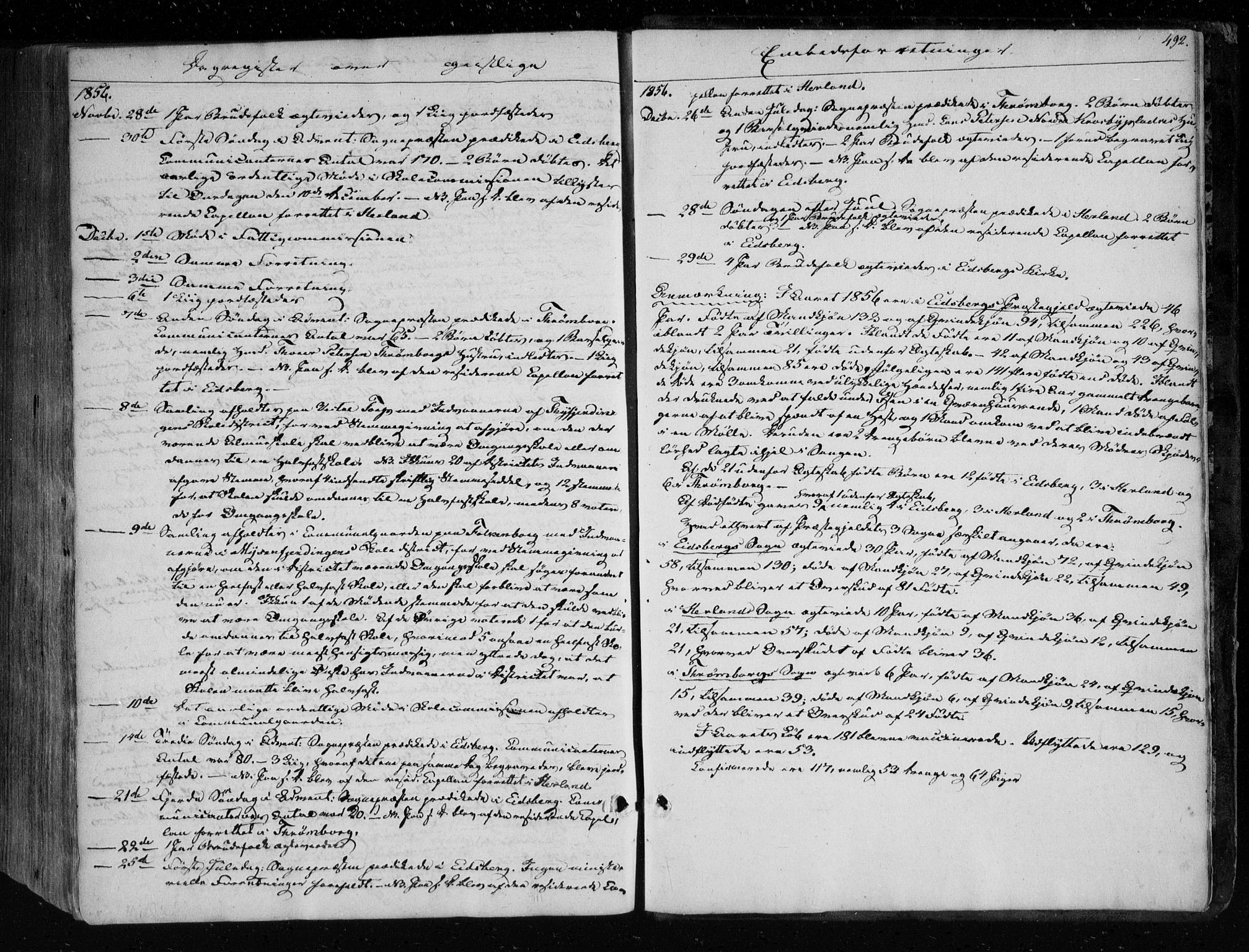 Eidsberg prestekontor Kirkebøker, AV/SAO-A-10905/F/Fa/L0009: Parish register (official) no. I 9, 1849-1856, p. 492