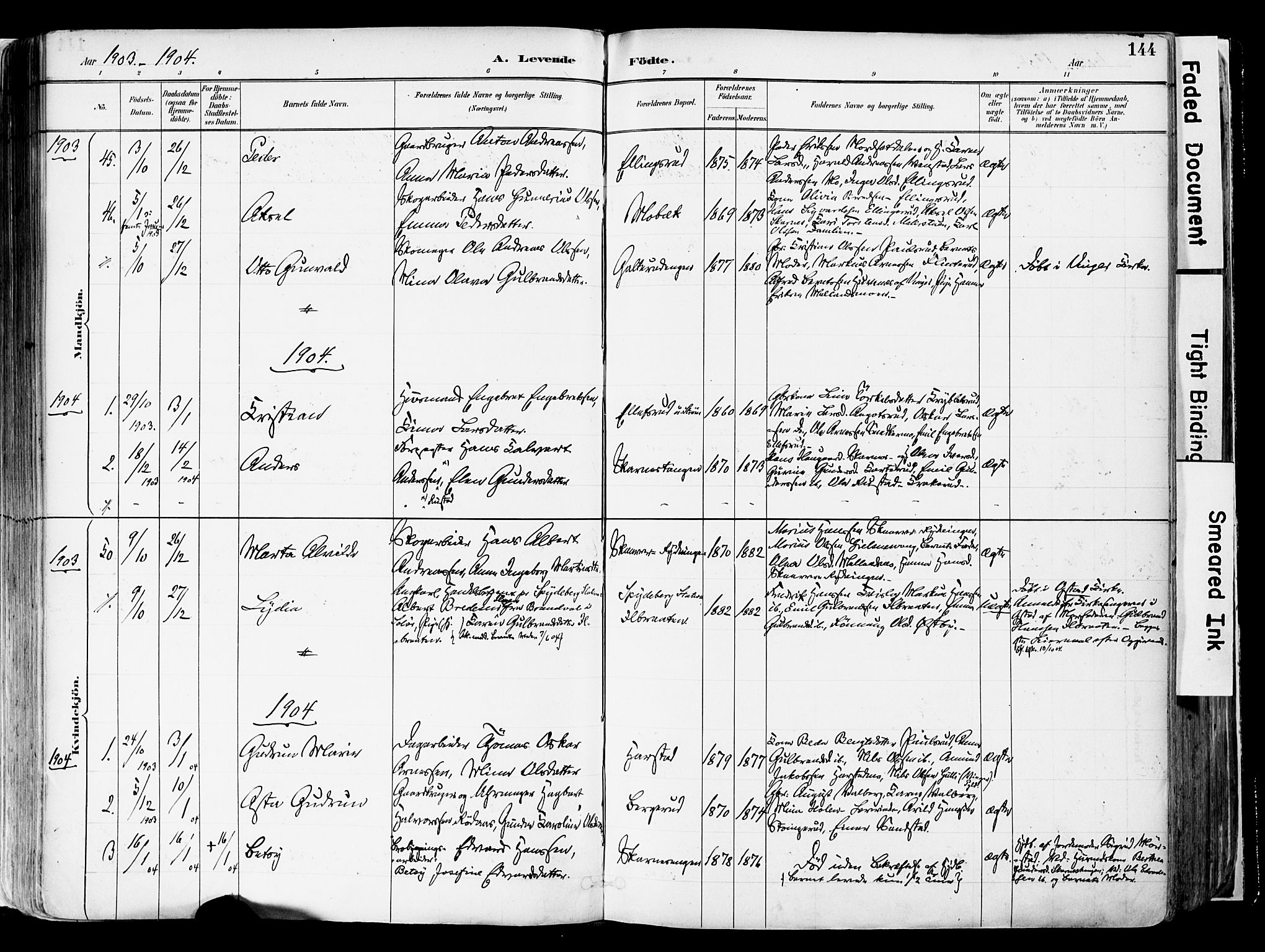 Sør-Odal prestekontor, AV/SAH-PREST-030/H/Ha/Haa/L0006: Parish register (official) no. 6, 1886-1931, p. 144