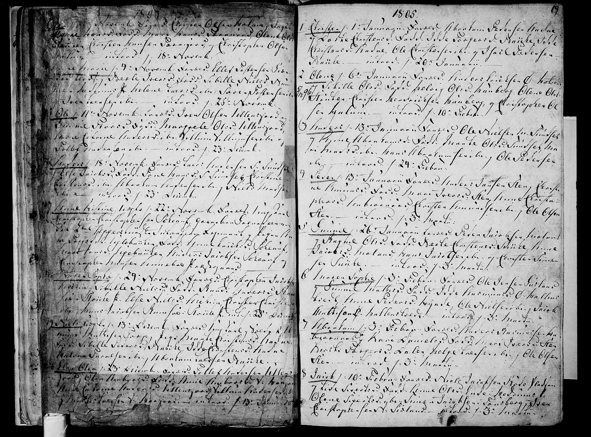 Andebu kirkebøker, AV/SAKO-A-336/F/Fa/L0003: Parish register (official) no. 3 /1, 1803-1828, p. 18-19