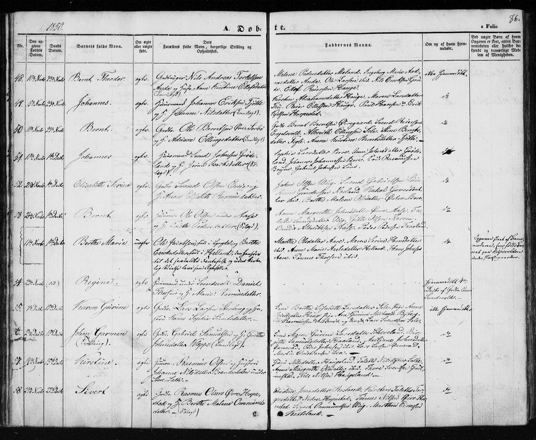 Klepp sokneprestkontor, AV/SAST-A-101803/001/3/30BA/L0004: Parish register (official) no. A 4, 1842-1852, p. 86