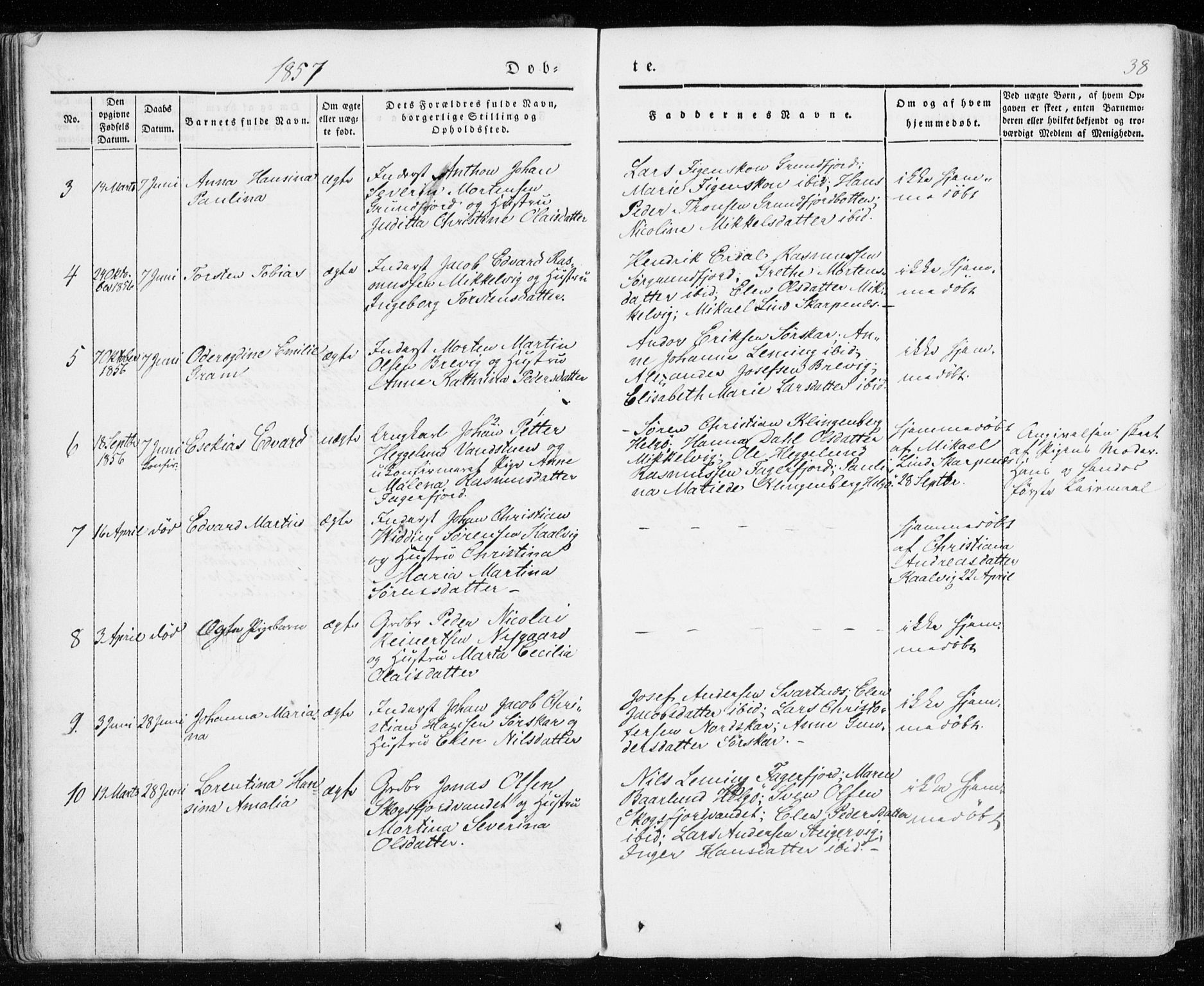 Karlsøy sokneprestembete, SATØ/S-1299/H/Ha/Haa/L0009kirke: Parish register (official) no. 9, 1838-1867, p. 38
