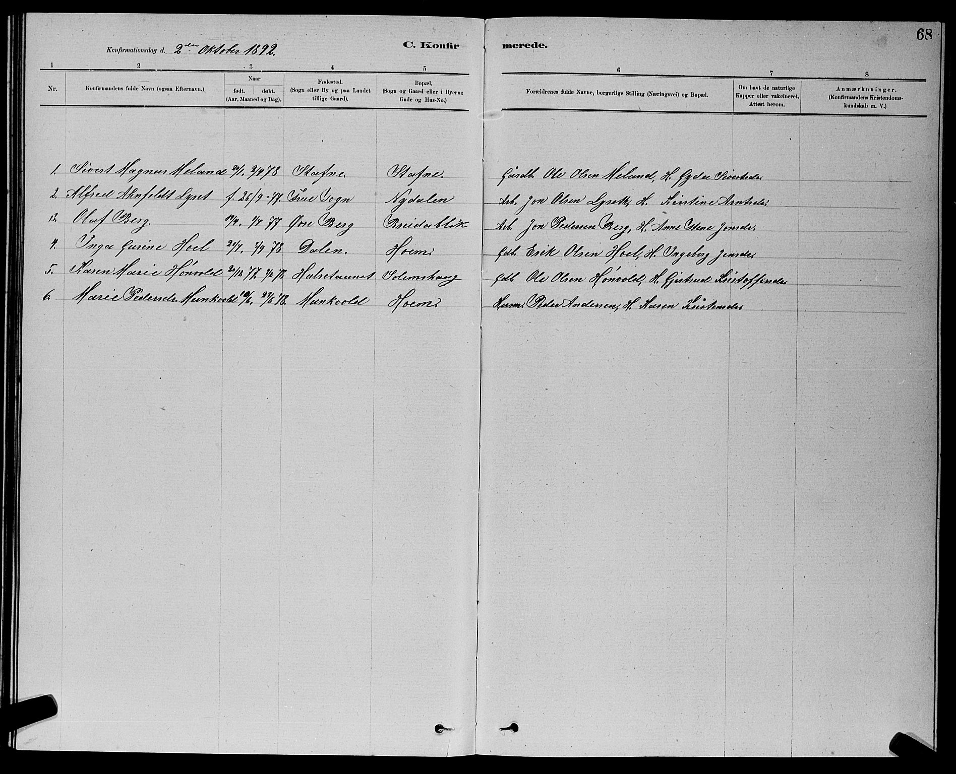 Ministerialprotokoller, klokkerbøker og fødselsregistre - Sør-Trøndelag, SAT/A-1456/611/L0354: Parish register (copy) no. 611C02, 1881-1896, p. 68