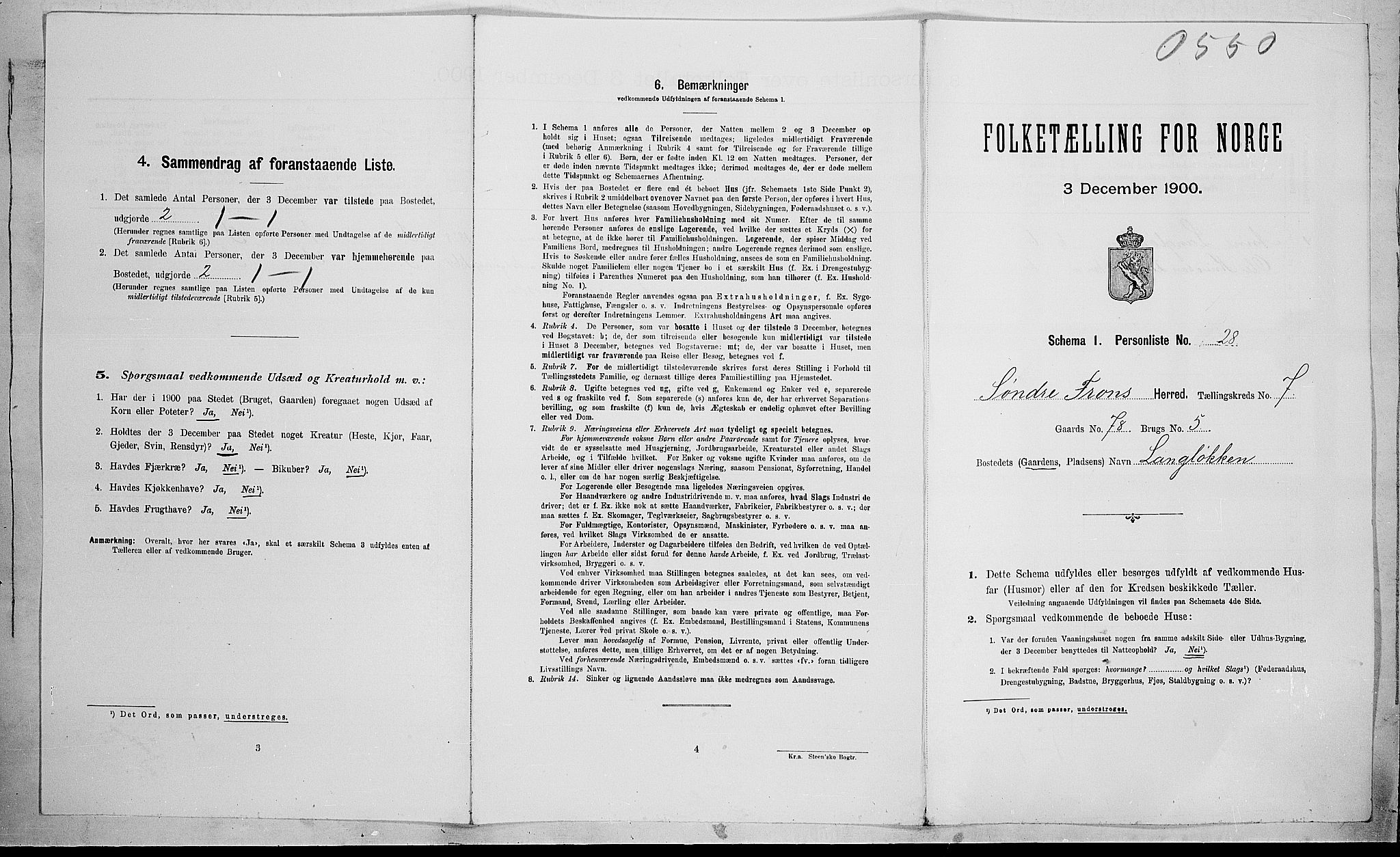 SAH, 1900 census for Sør-Fron, 1900, p. 905