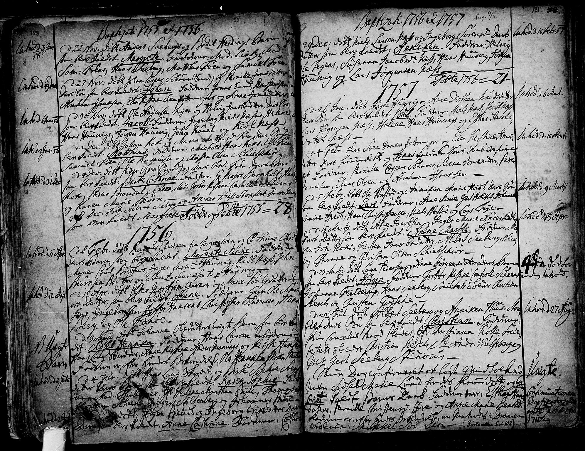 Tønsberg kirkebøker, AV/SAKO-A-330/F/Fa/L0001: Parish register (official) no. I 1, 1688-1760, p. 128-129