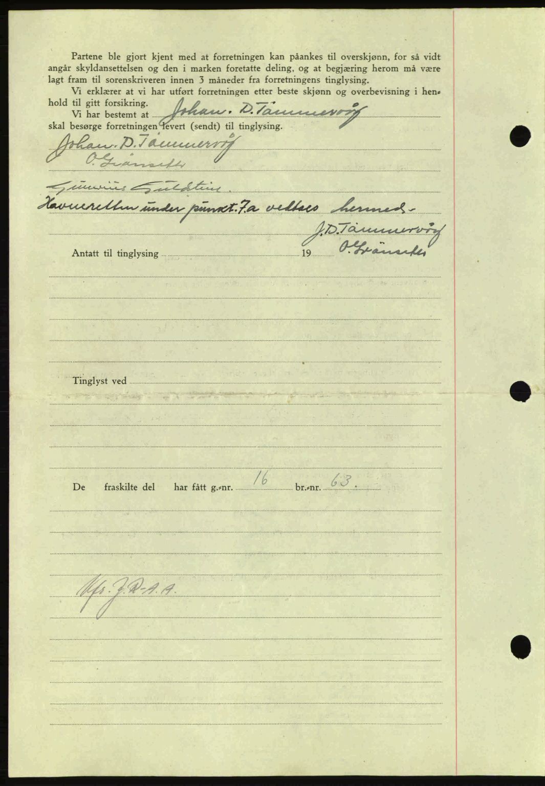 Nordmøre sorenskriveri, AV/SAT-A-4132/1/2/2Ca: Mortgage book no. A100a, 1945-1945, Diary no: : 1636/1945