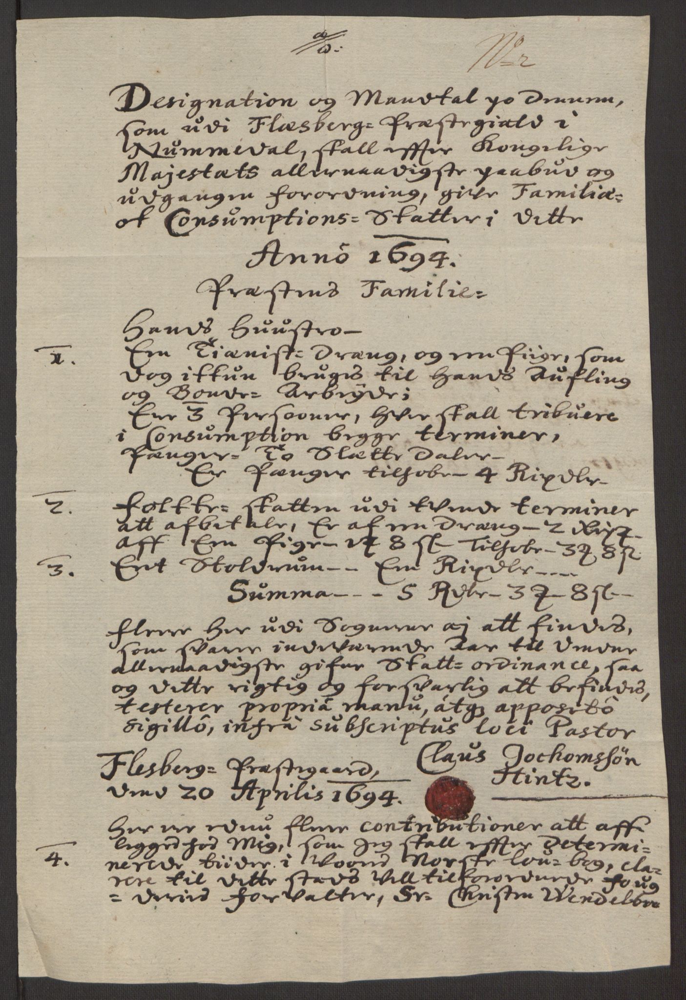 Rentekammeret inntil 1814, Reviderte regnskaper, Fogderegnskap, AV/RA-EA-4092/R24/L1575: Fogderegnskap Numedal og Sandsvær, 1692-1695, p. 255