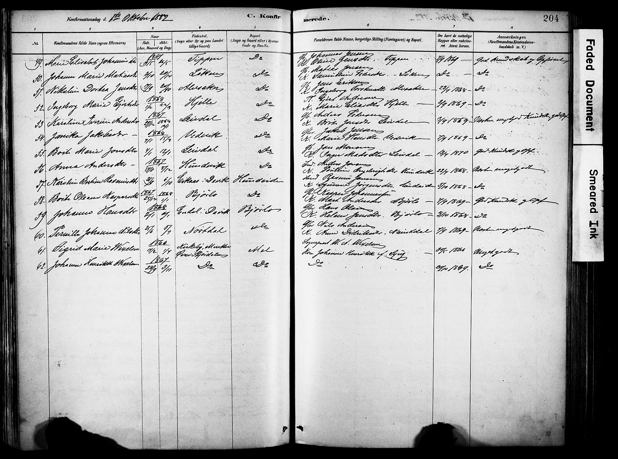 Eid sokneprestembete, AV/SAB-A-82301/H/Haa/Haab/L0001: Parish register (official) no. B 1, 1879-1906, p. 204