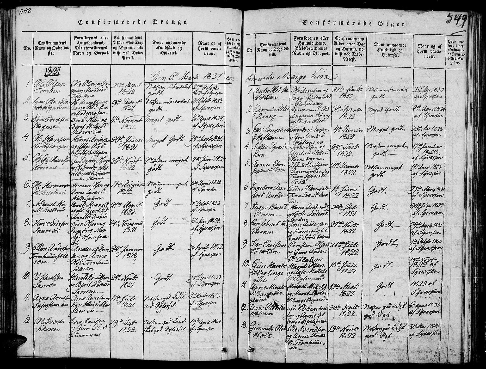 Sør-Aurdal prestekontor, SAH/PREST-128/H/Ha/Hab/L0002: Parish register (copy) no. 2, 1826-1840, p. 548-549