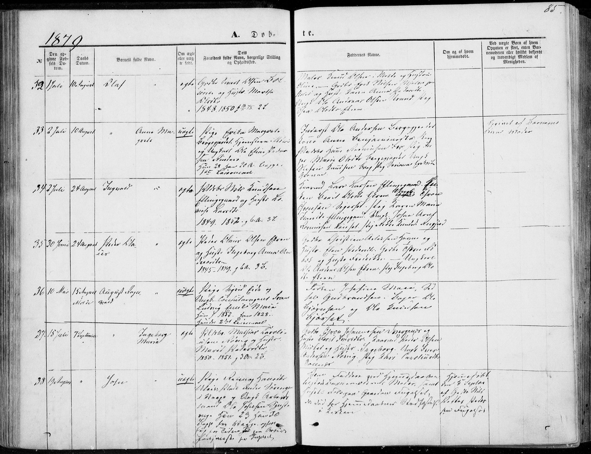 Ministerialprotokoller, klokkerbøker og fødselsregistre - Møre og Romsdal, SAT/A-1454/555/L0655: Parish register (official) no. 555A05, 1869-1886, p. 85