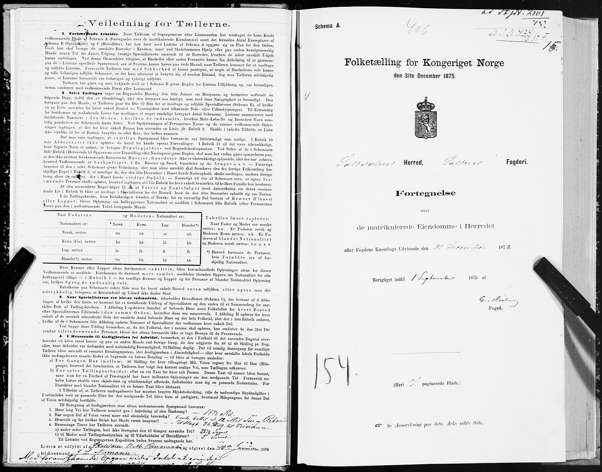 SAT, 1875 census for 1840P Saltdal, 1875, p. 1015