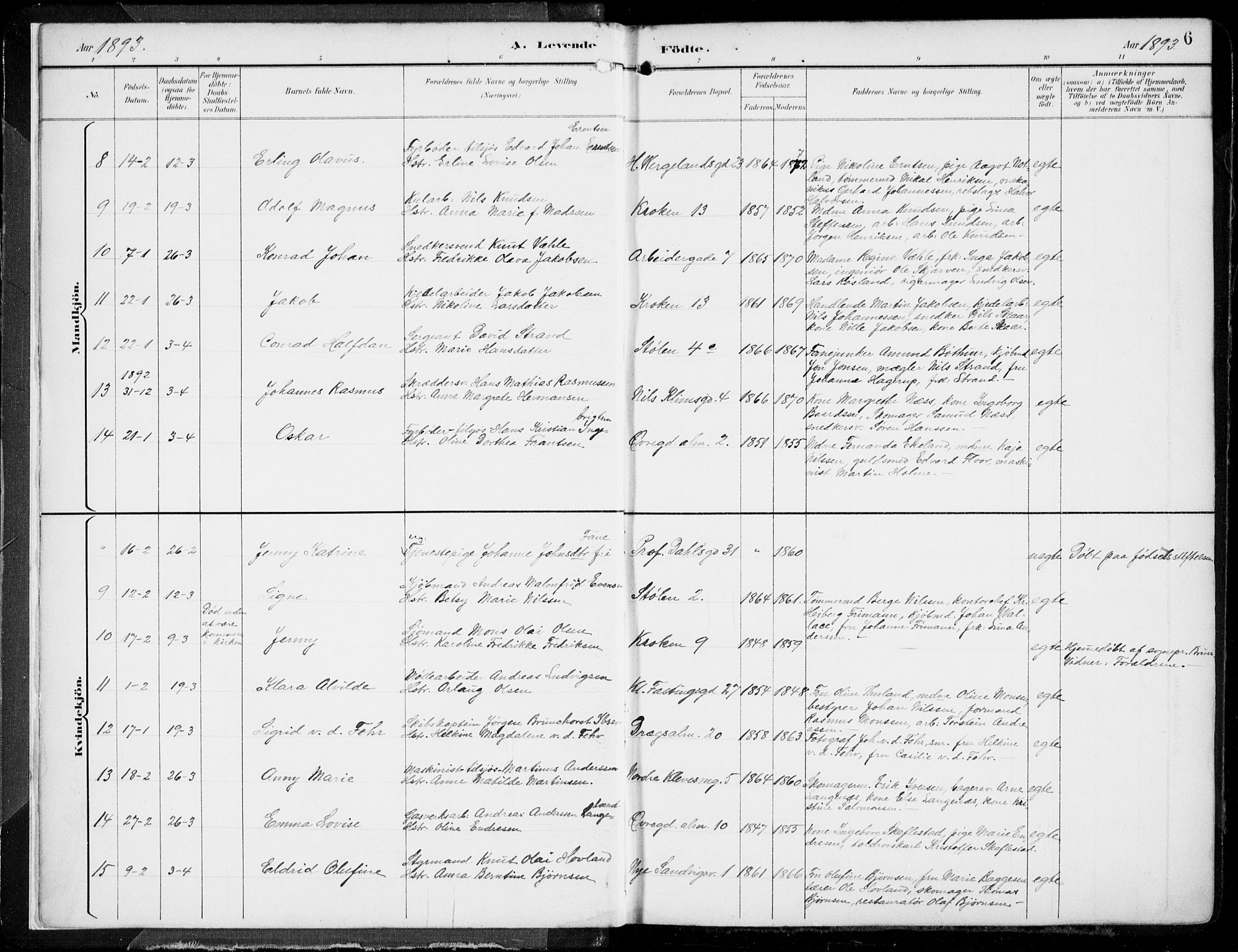 Mariakirken Sokneprestembete, AV/SAB-A-76901/H/Hab/L0005: Parish register (copy) no. A 5, 1893-1913, p. 6