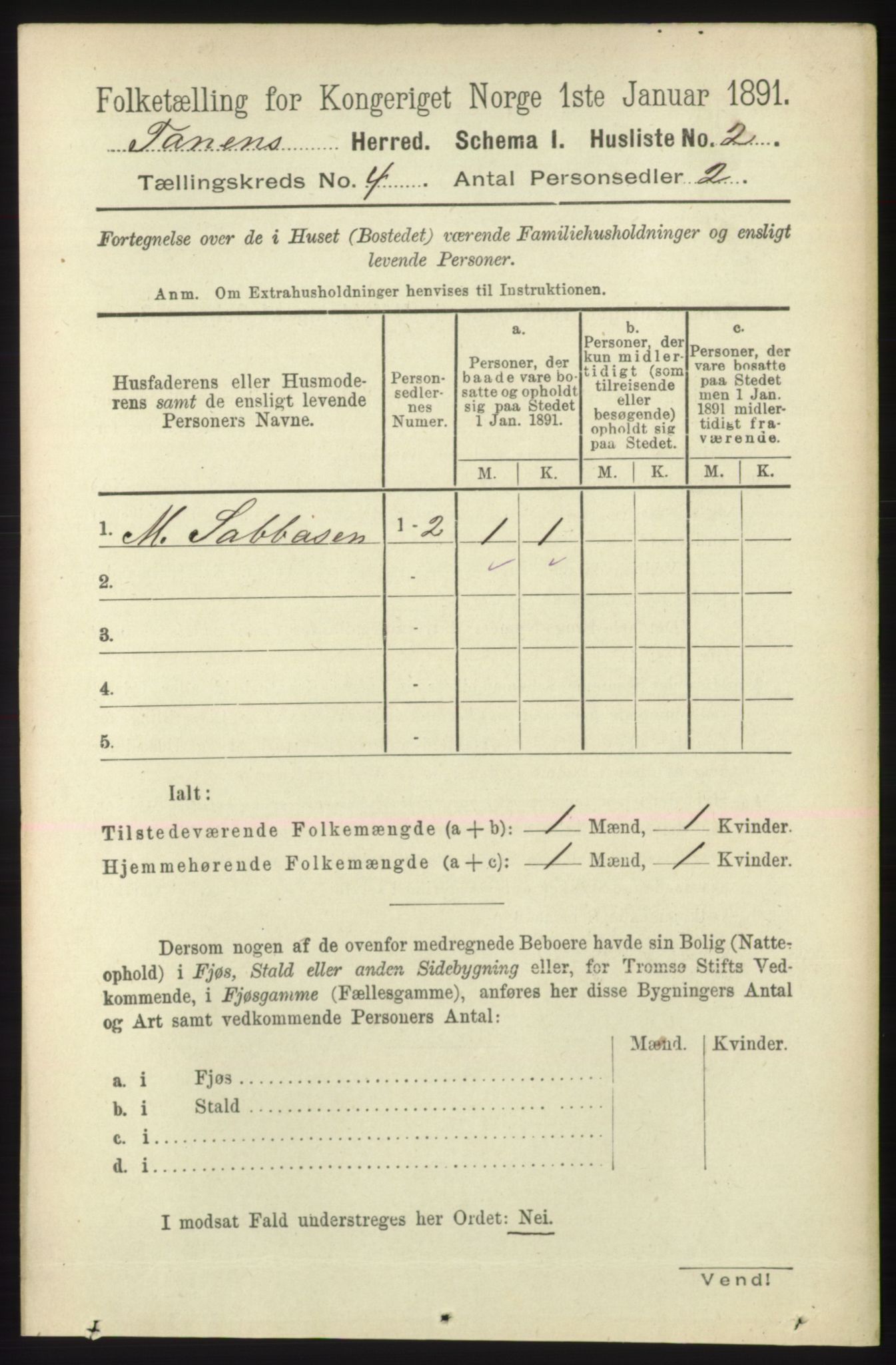 RA, 1891 census for 2025 Tana, 1891, p. 1717