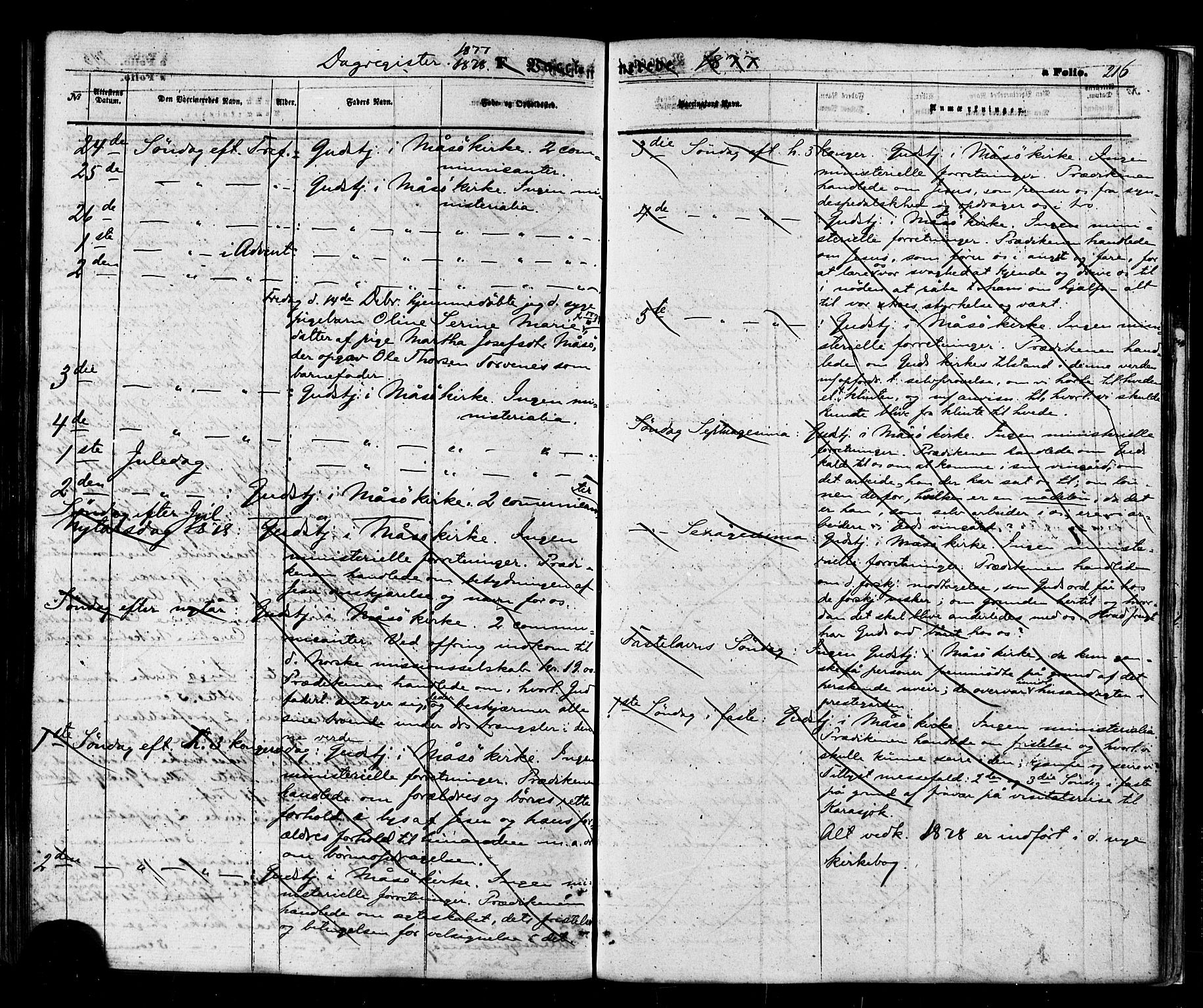 Måsøy sokneprestkontor, SATØ/S-1348/H/Ha/L0003kirke: Parish register (official) no. 3, 1866-1877, p. 216