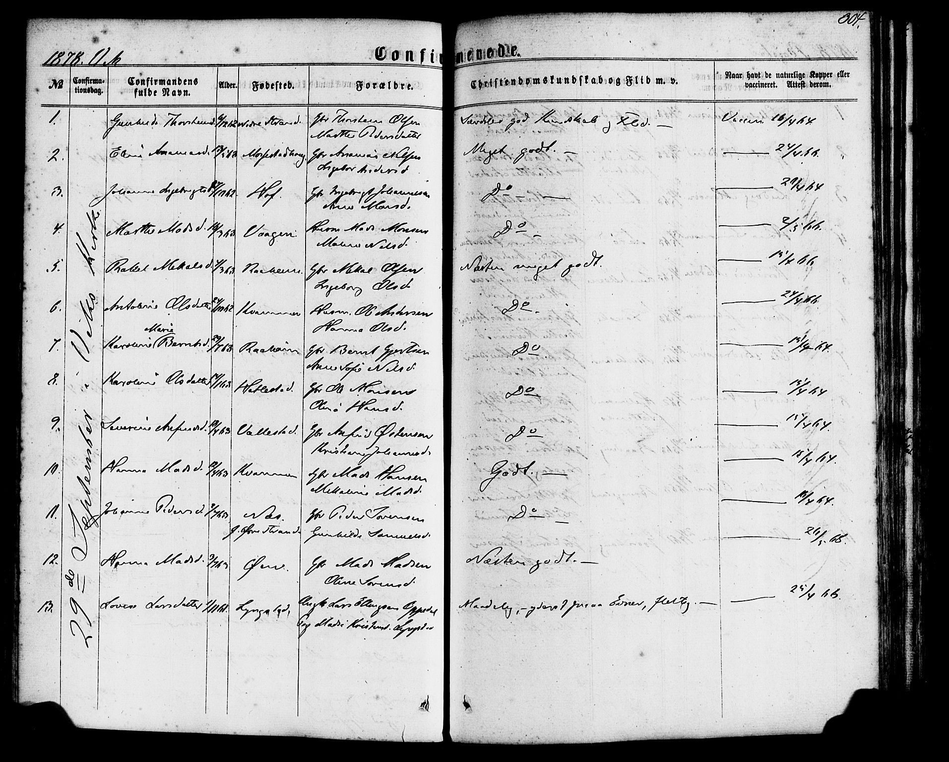 Gaular sokneprestembete, SAB/A-80001/H/Haa: Parish register (official) no. A 5, 1860-1881, p. 304
