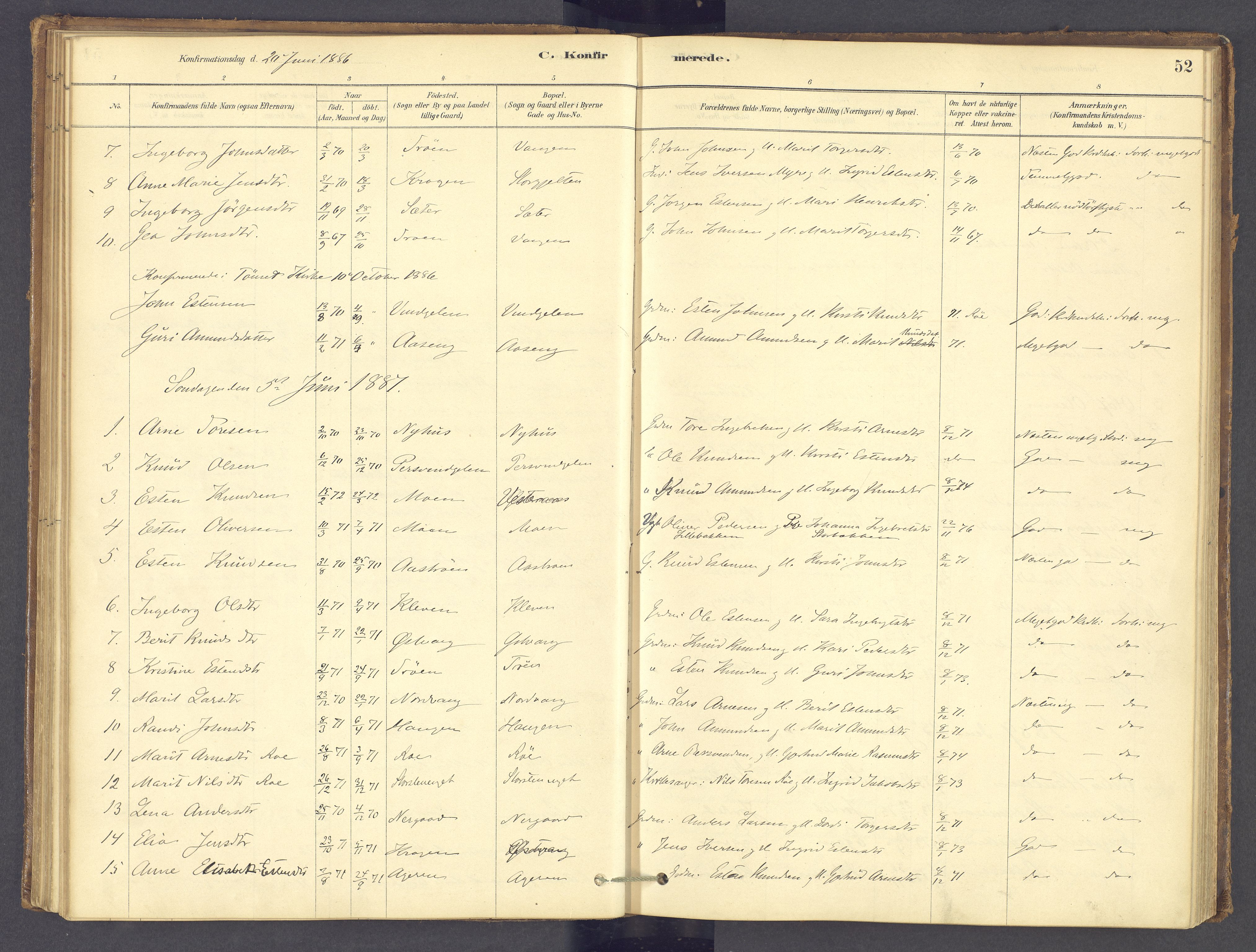 Tolga prestekontor, SAH/PREST-062/K/L0012: Parish register (official) no. 12, 1877-1925, p. 52