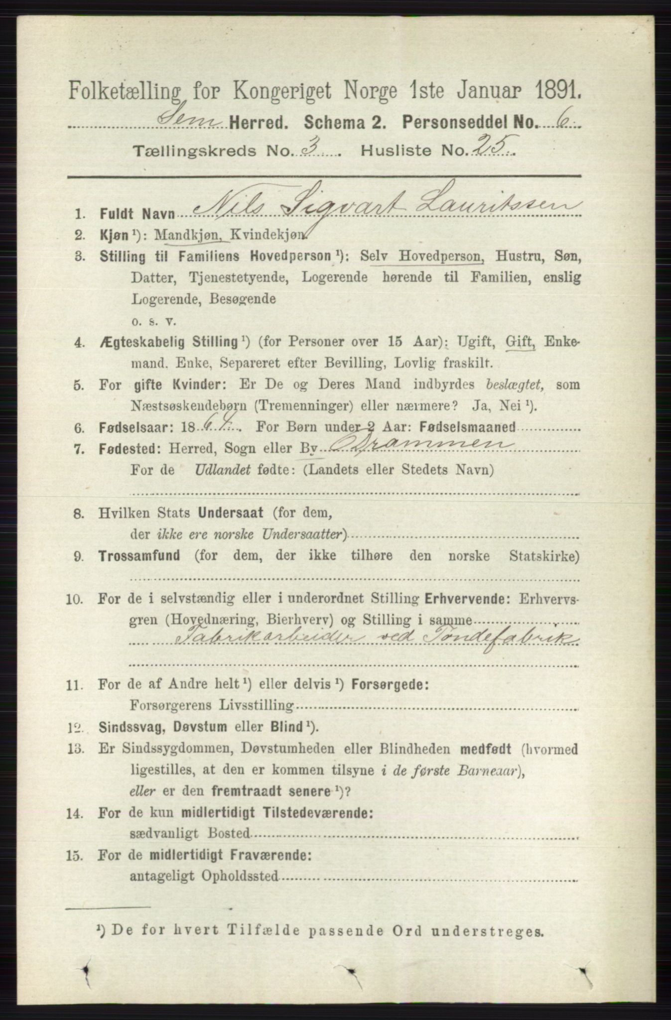 RA, 1891 census for 0721 Sem, 1891, p. 1211