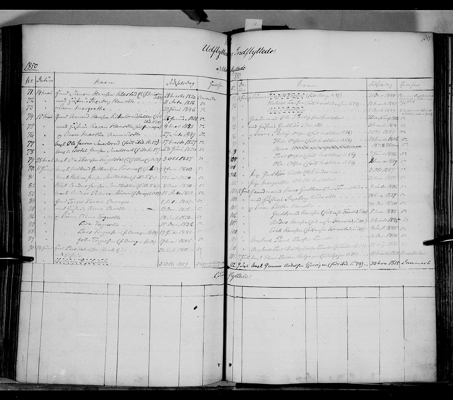 Gran prestekontor, SAH/PREST-112/H/Ha/Haa/L0011: Parish register (official) no. 11, 1842-1856, p. 1250-1251