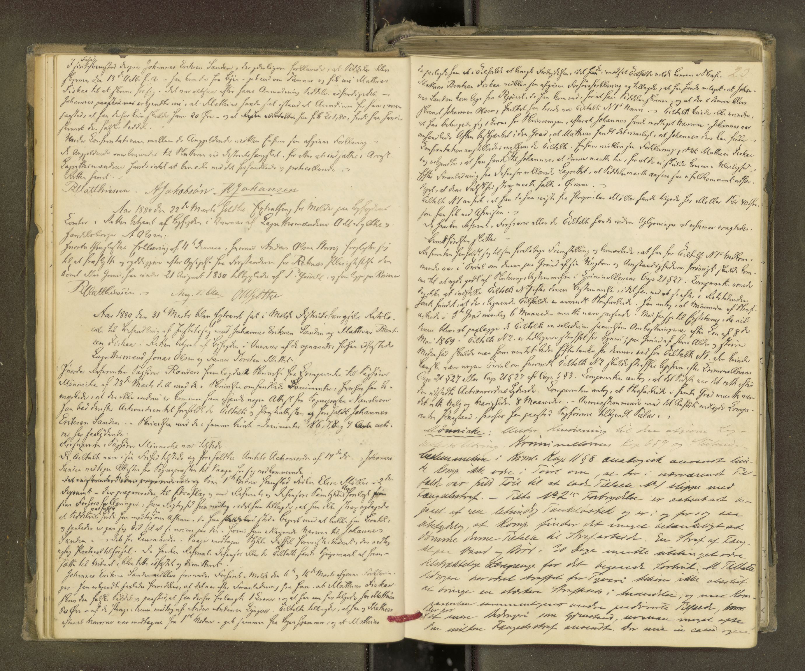 Molde byfogd, AV/SAT-A-0025/1/1A/L0012: Justisprotokoll, 1879-1890, p. 22b-23a