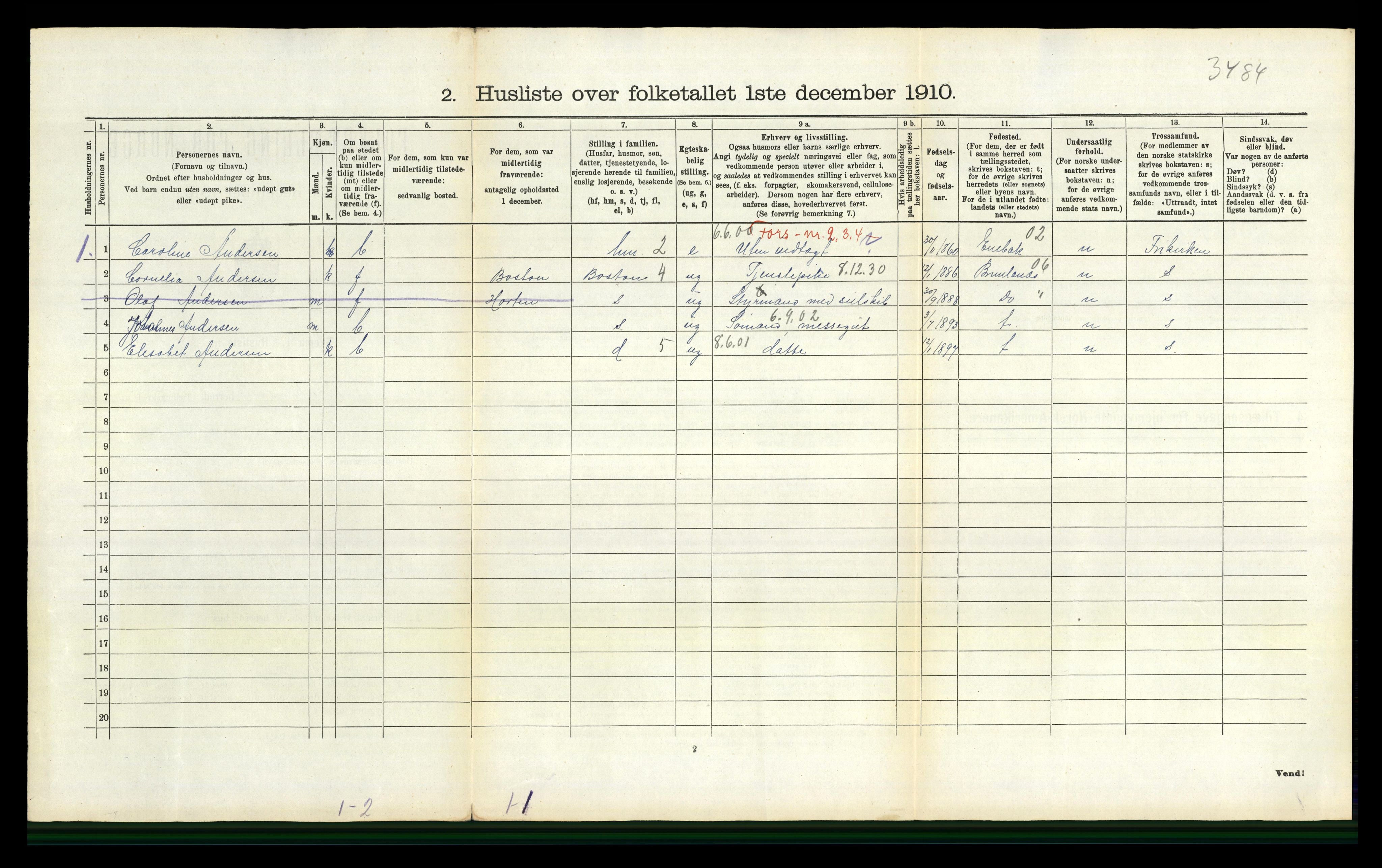 RA, 1910 census for Fredriksvern, 1910, p. 277