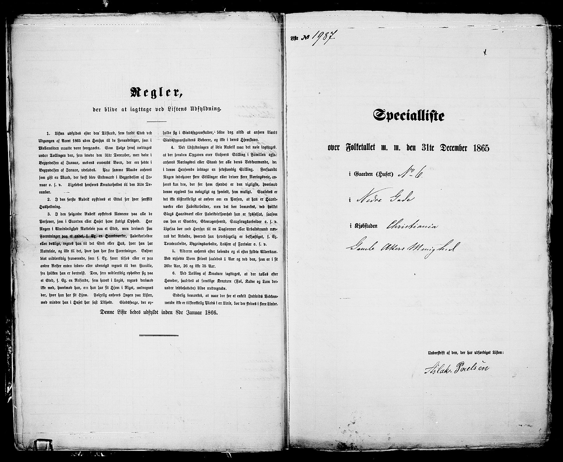 RA, 1865 census for Kristiania, 1865, p. 4433